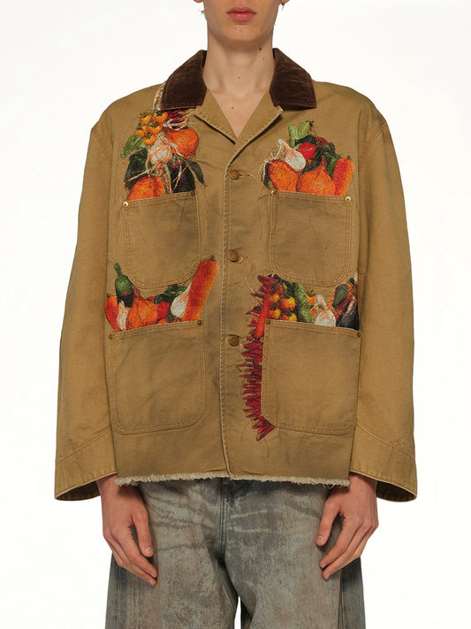 Image of Coats & Jackets. Product name - Vegetable Embroidery Work Jacket in Beige colour by brand - DOUBLET