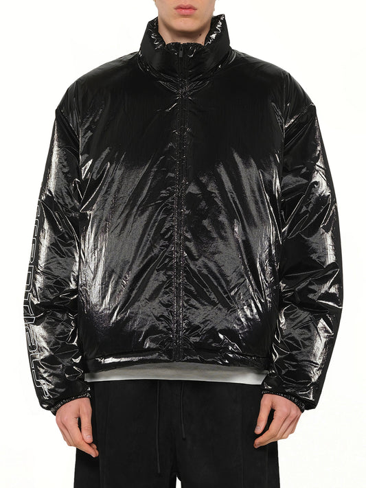 Image of Coats & Jackets. Product name - Puffer Jacket in Metallic Black colour by brand - FEAR OF GOD ESSENTIALS