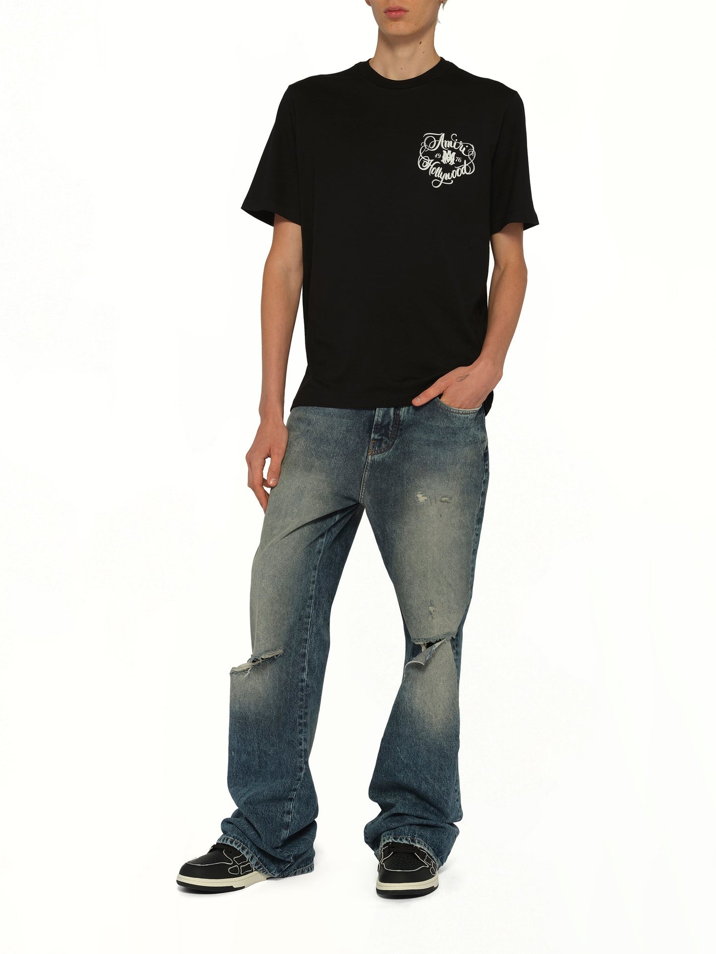 AMIRI Slashed Boot Cut Jean (Blue)