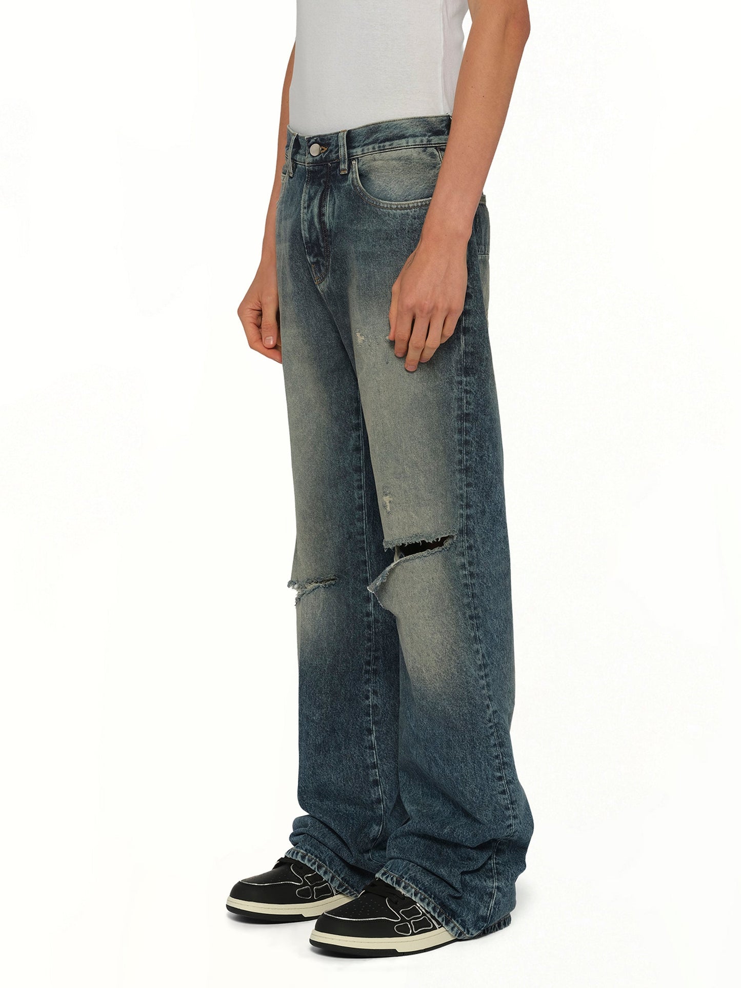 AMIRI Slashed Boot Cut Jean (Blue)