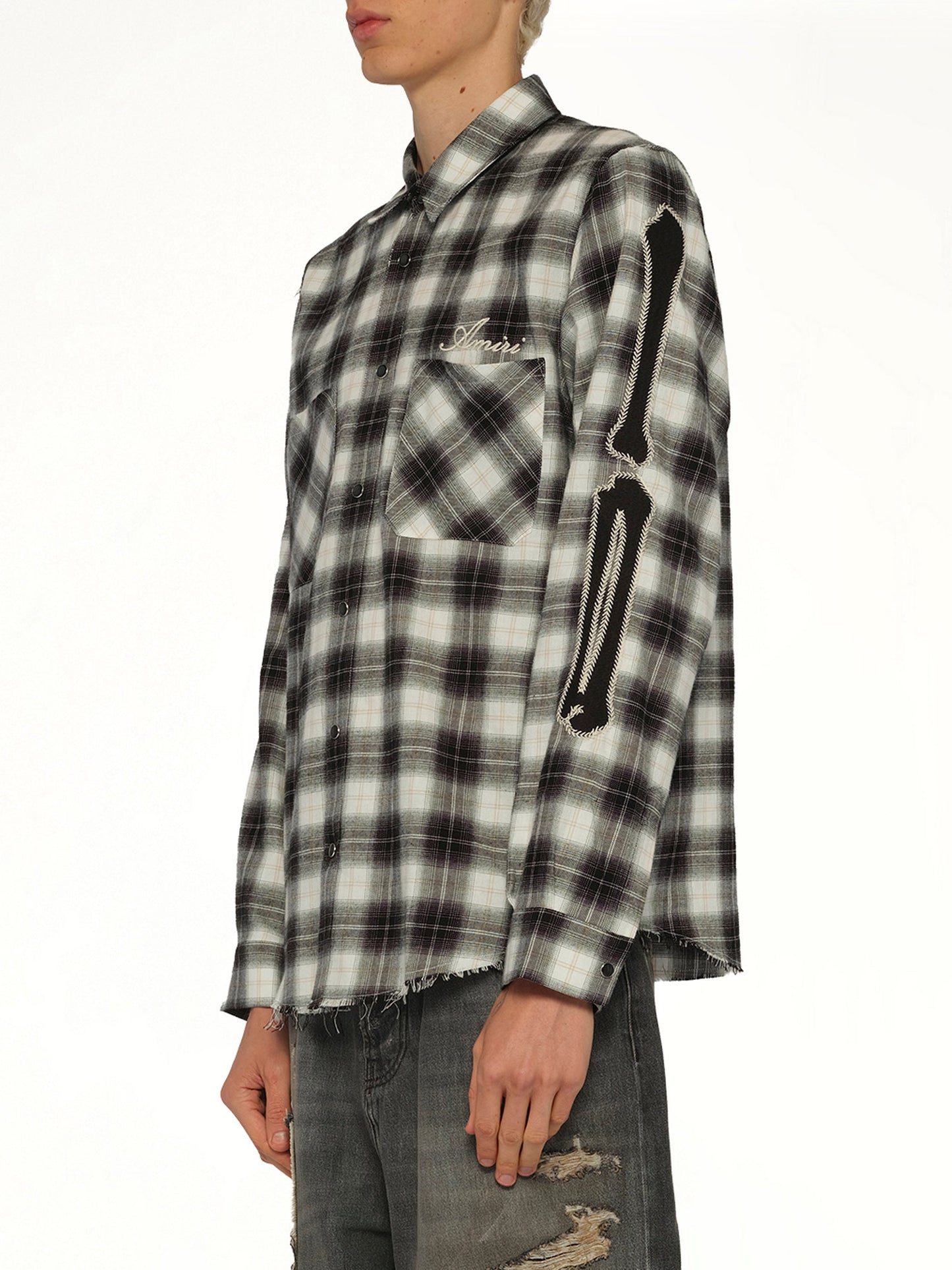 AMIRI Bones Flannel Overshirt (Black)