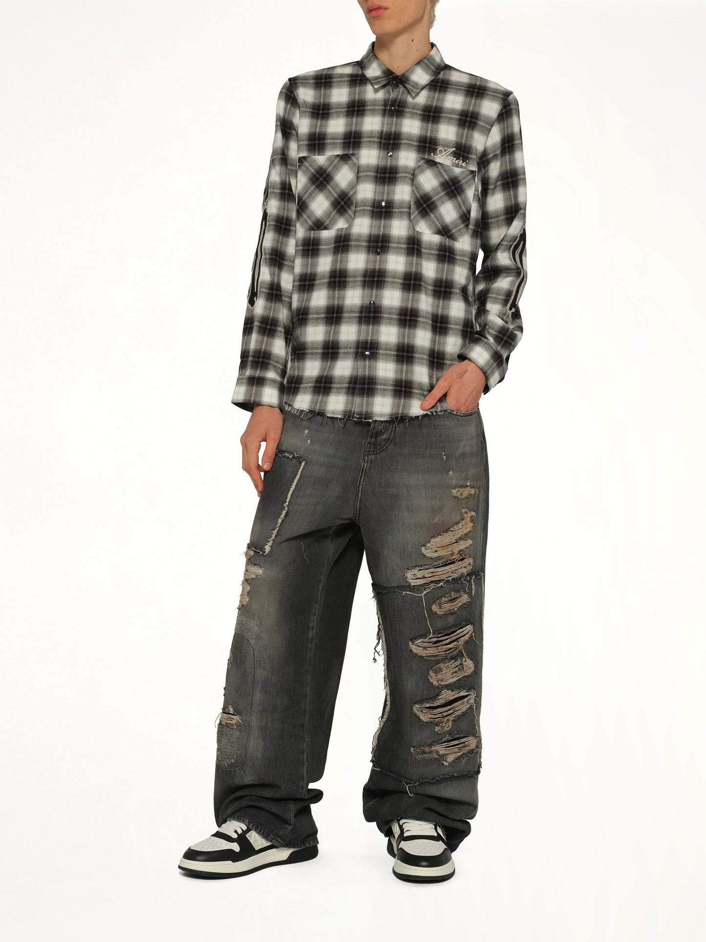 AMIRI Bones Flannel Overshirt (Black)