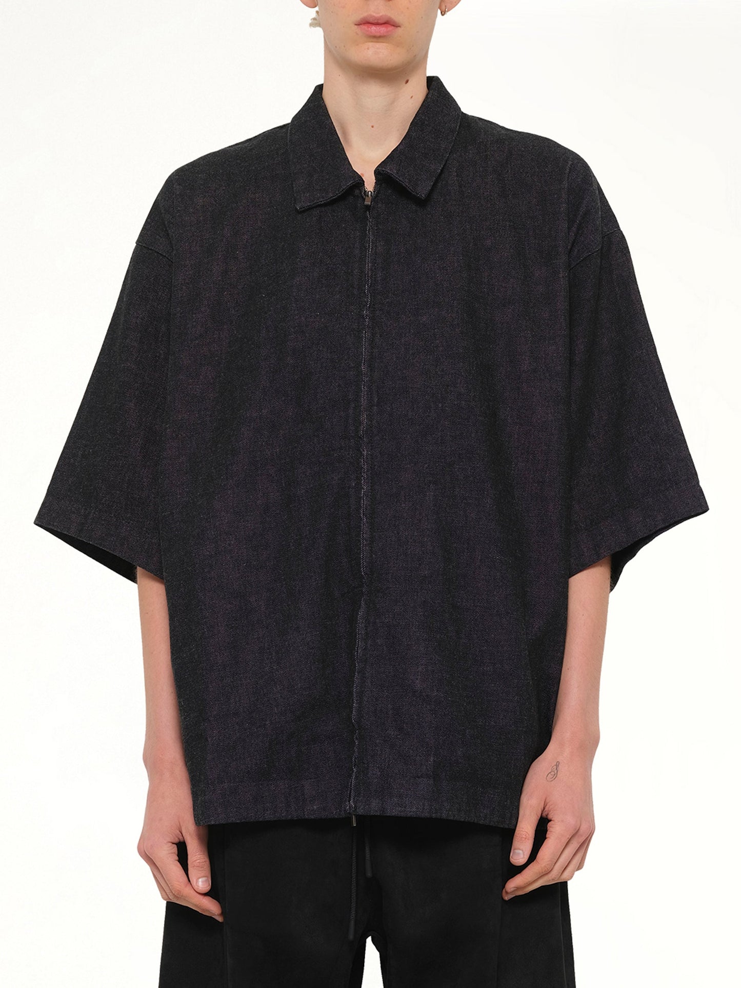 Image of Shirts. Product name - Full Zip Work Shirt in Black colour by brand - FEAR OF GOD ESSENTIALS
