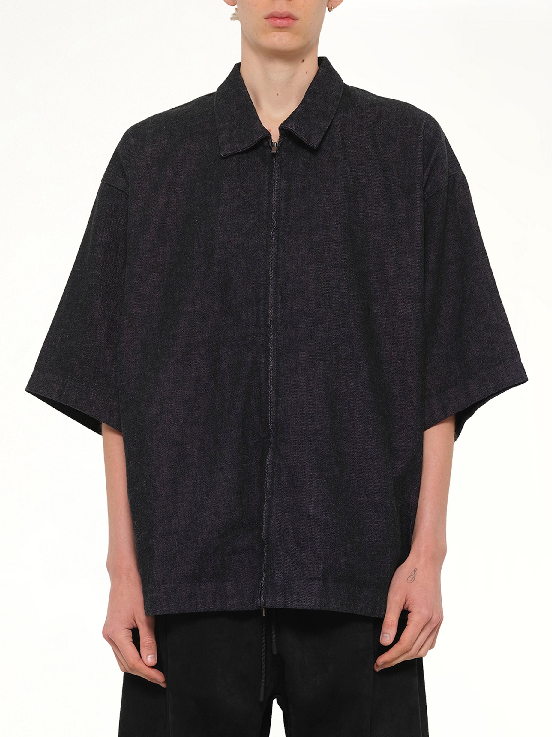 Image of Shirts. Product name - Full Zip Work Shirt in Black colour by brand - FEAR OF GOD ESSENTIALS