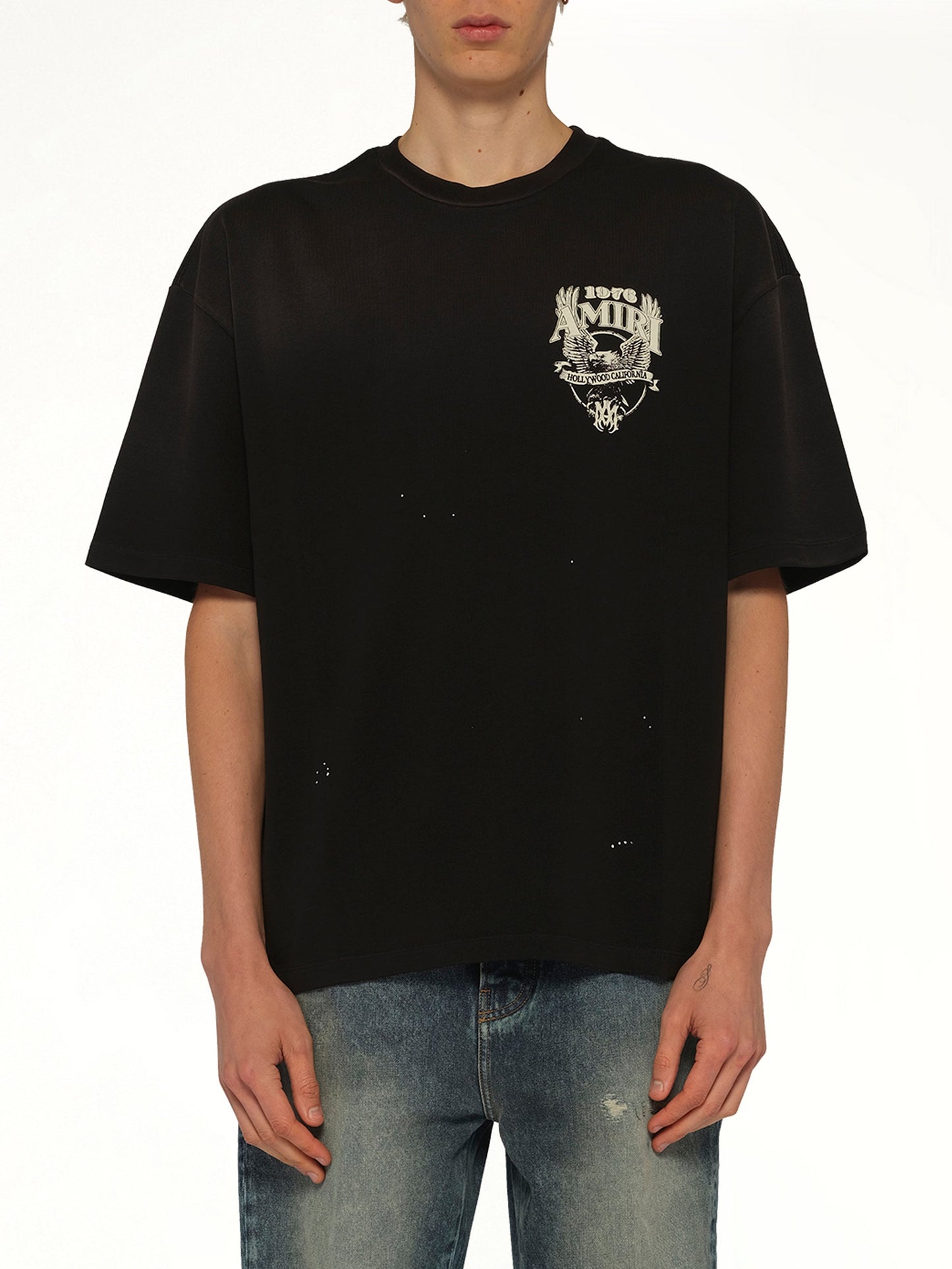 Image of T-Shirts. Product name - Amiri Eagle Oversized T-Shirt in Black colour by brand - AMIRI