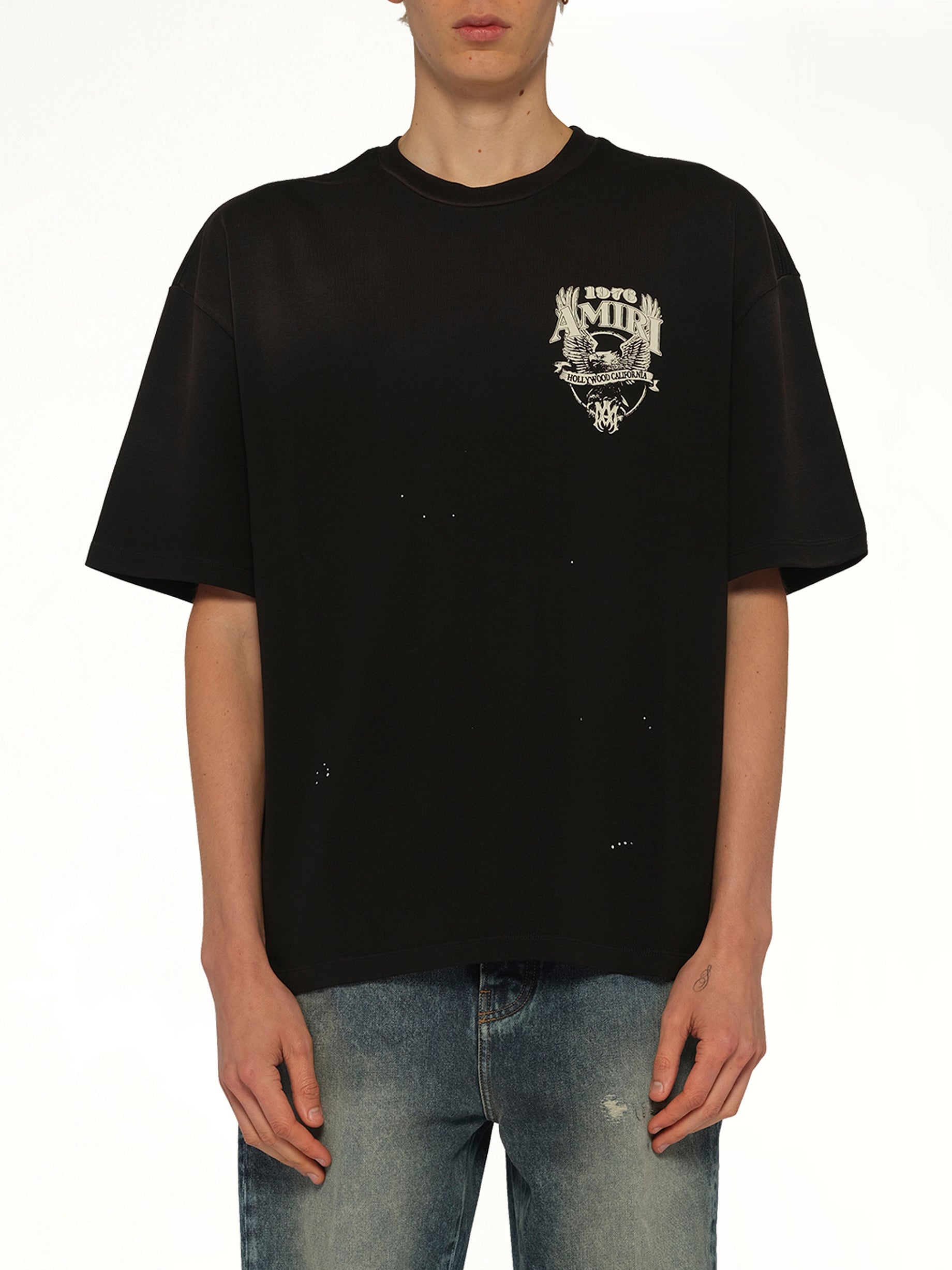 Image of T-Shirts. Product name - Amiri Eagle Oversized T-Shirt in Black colour by brand - AMIRI