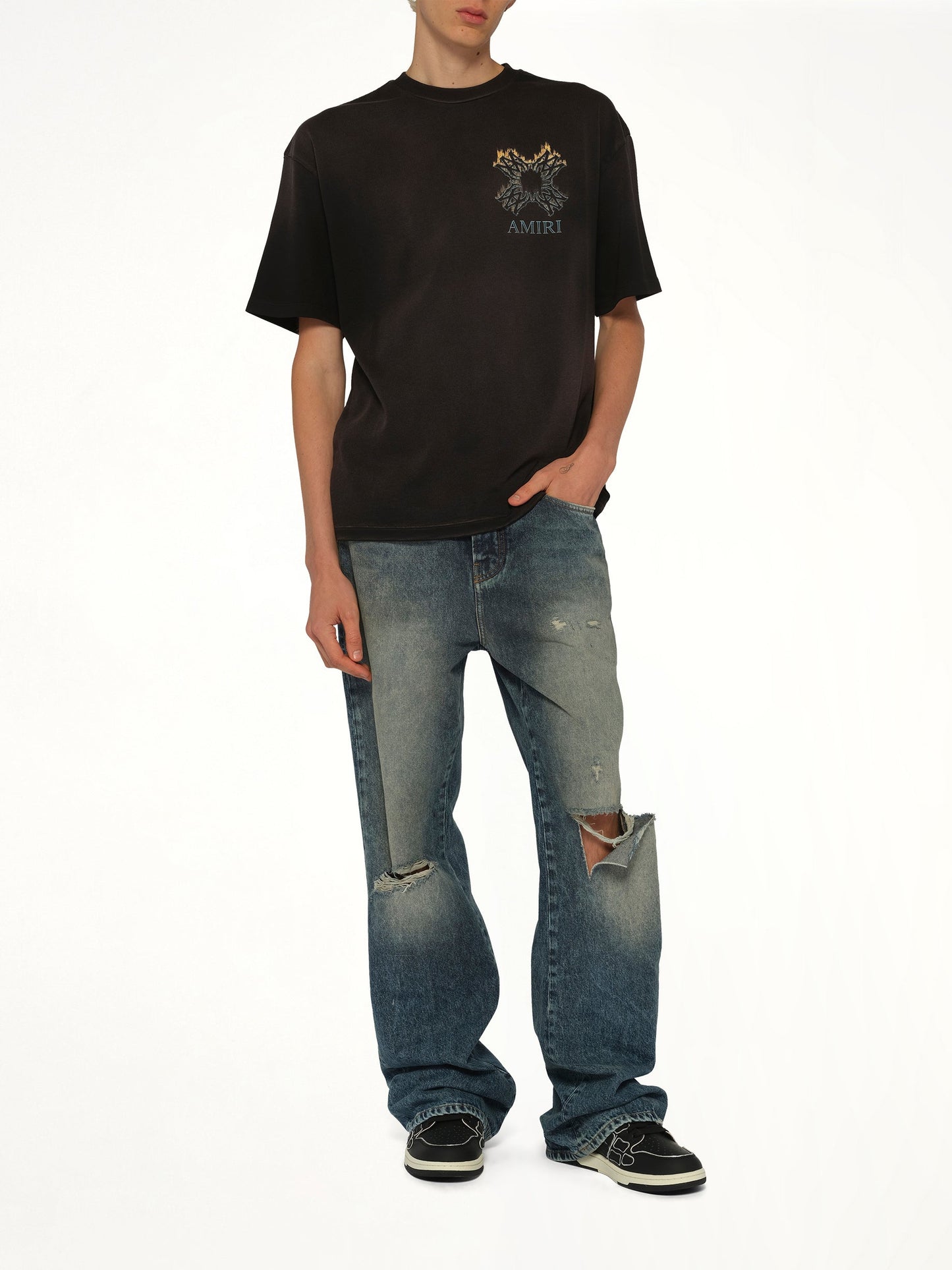 AMIRI MA Quad Flames Oversized T-Shirt (Black)