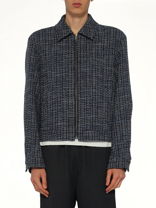 Image of Coats & Jackets. Product name - Tweed Jacket in Blue colour by brand - WOOYOUNGMI