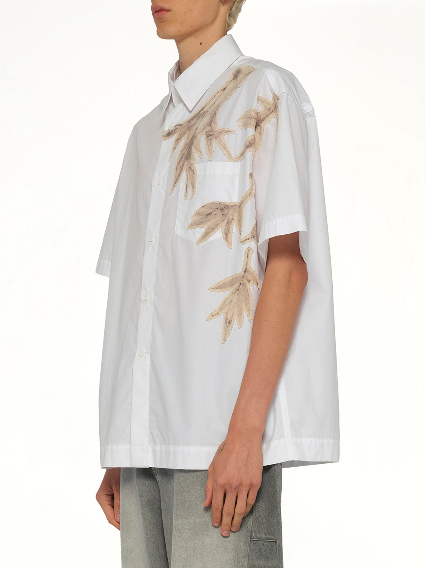 FENG CHEN WANG Bamboo Printed Short Sleeve Shirt (White)