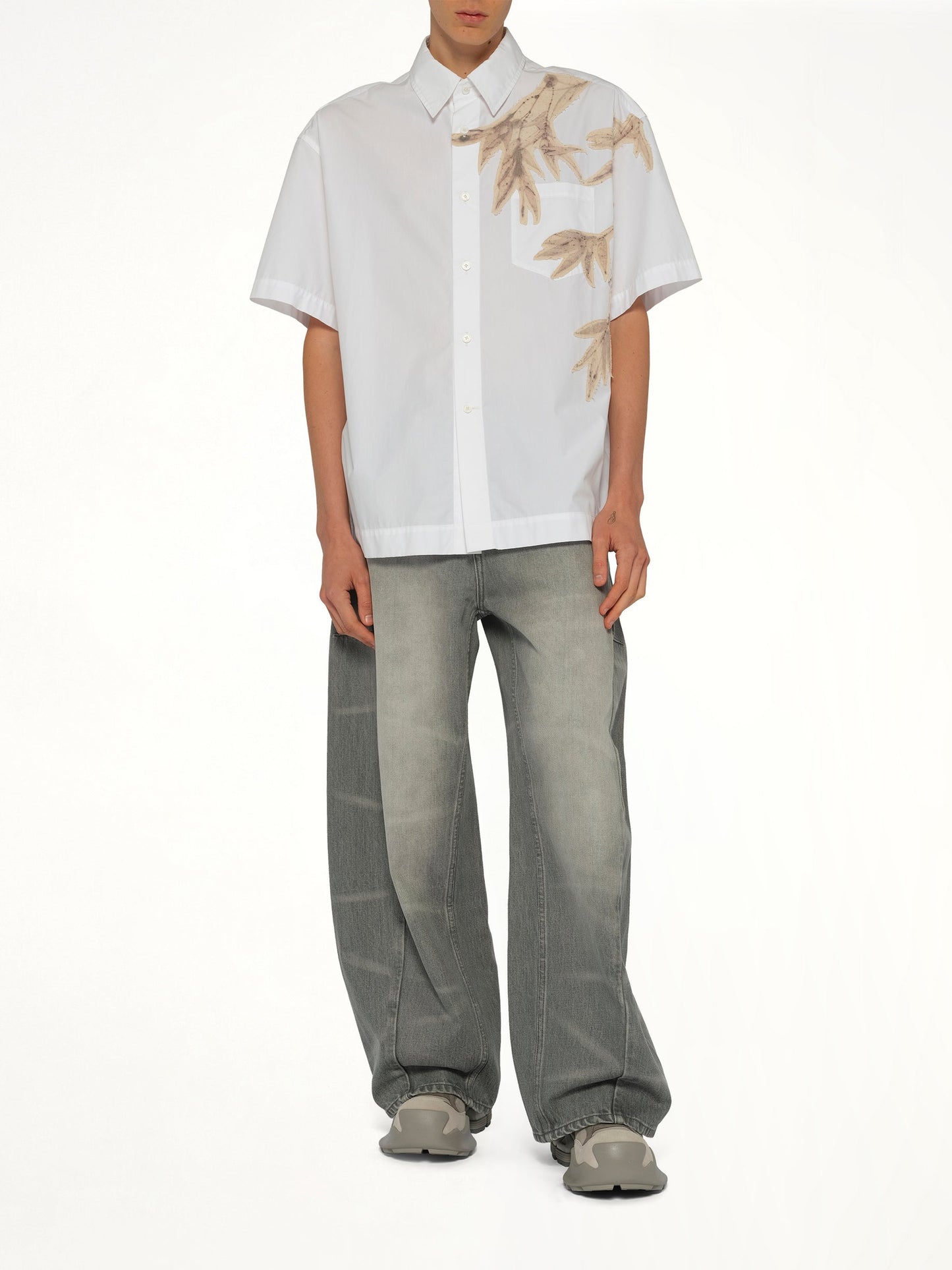 FENG CHEN WANG Bamboo Printed Short Sleeve Shirt (White)