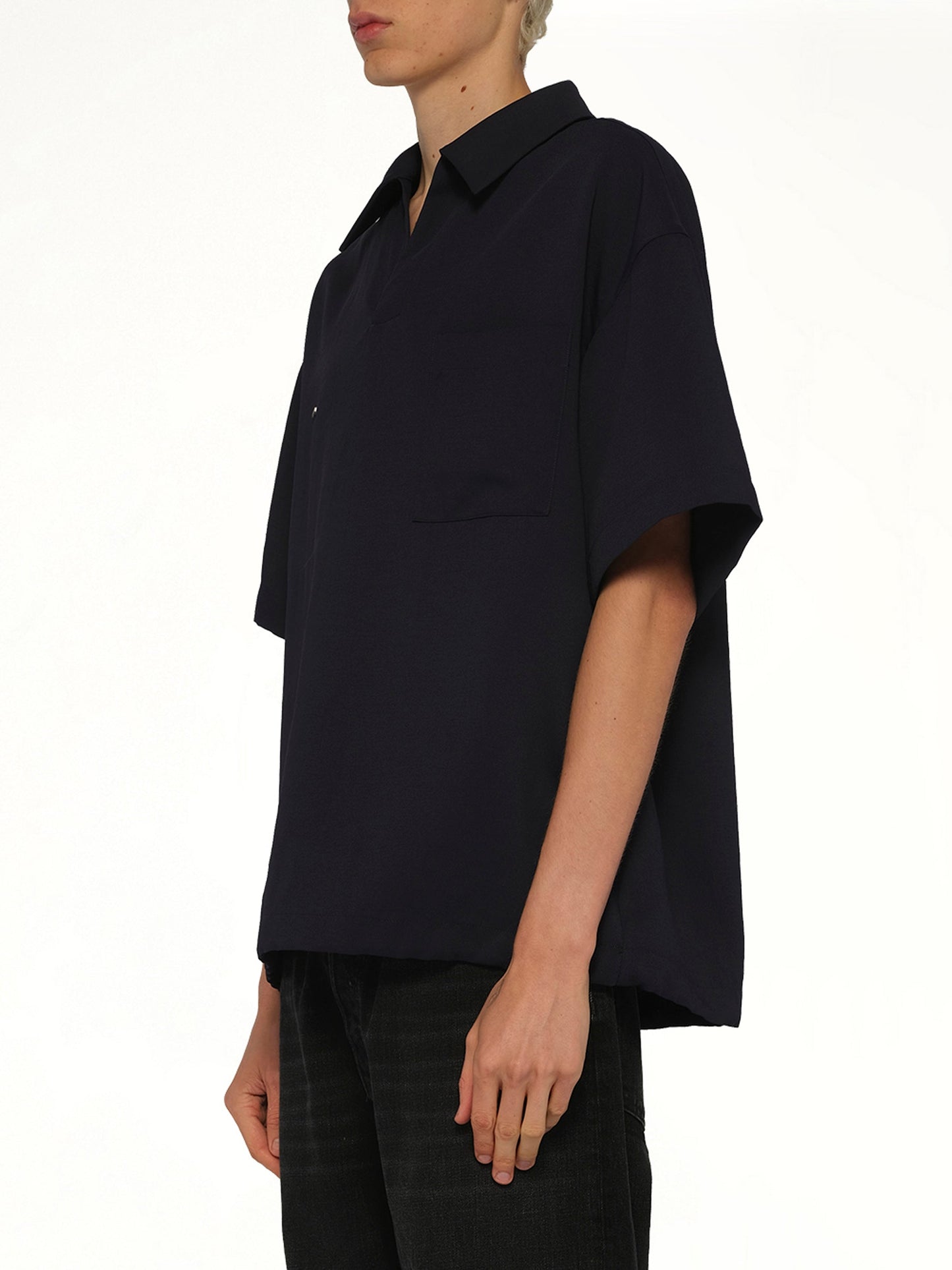 WOOYOUNGMI Half Sleeve Polo (Navy)