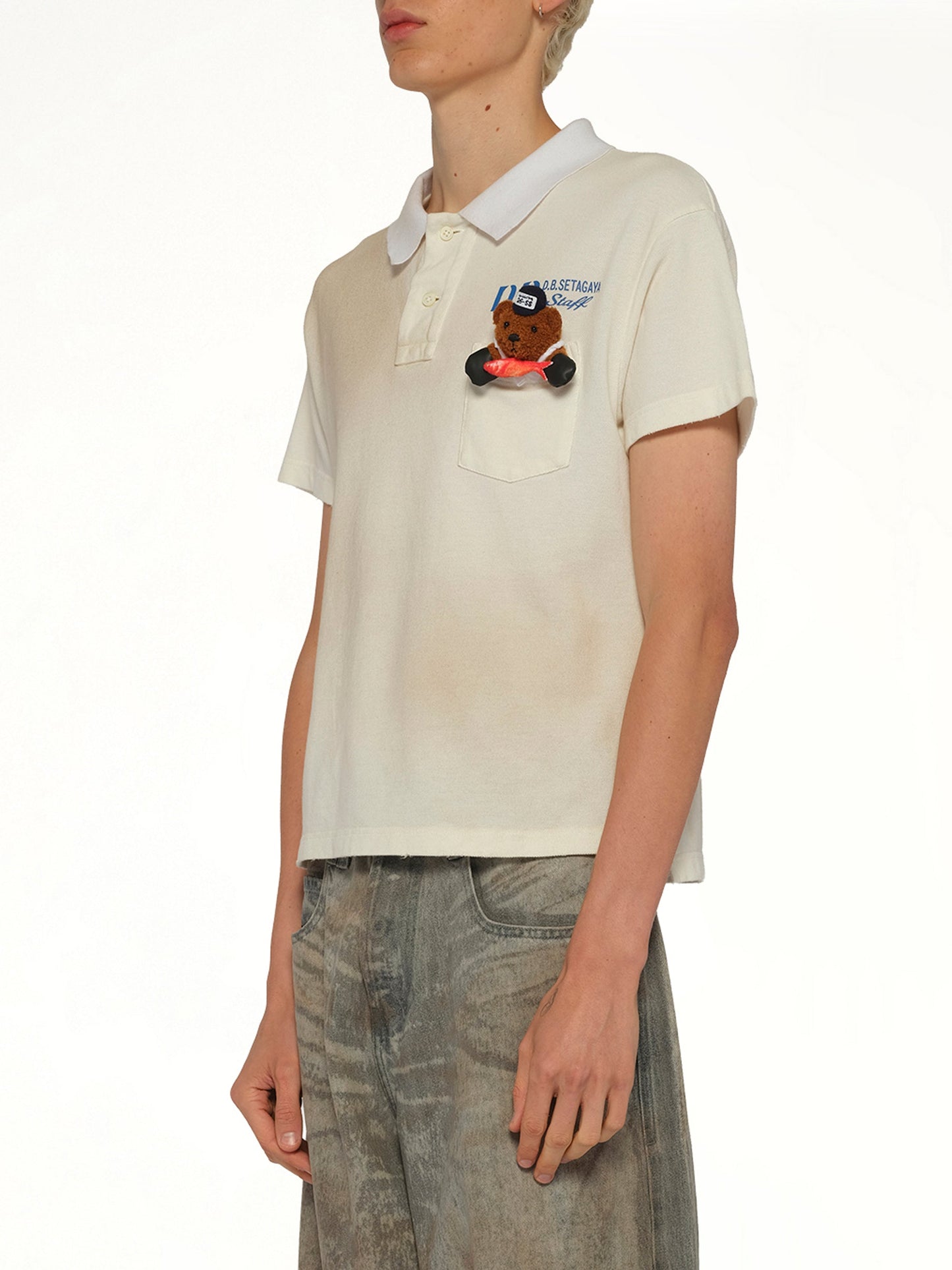 DOUBLET Polo Shirt With My Workwear Bear (White)
