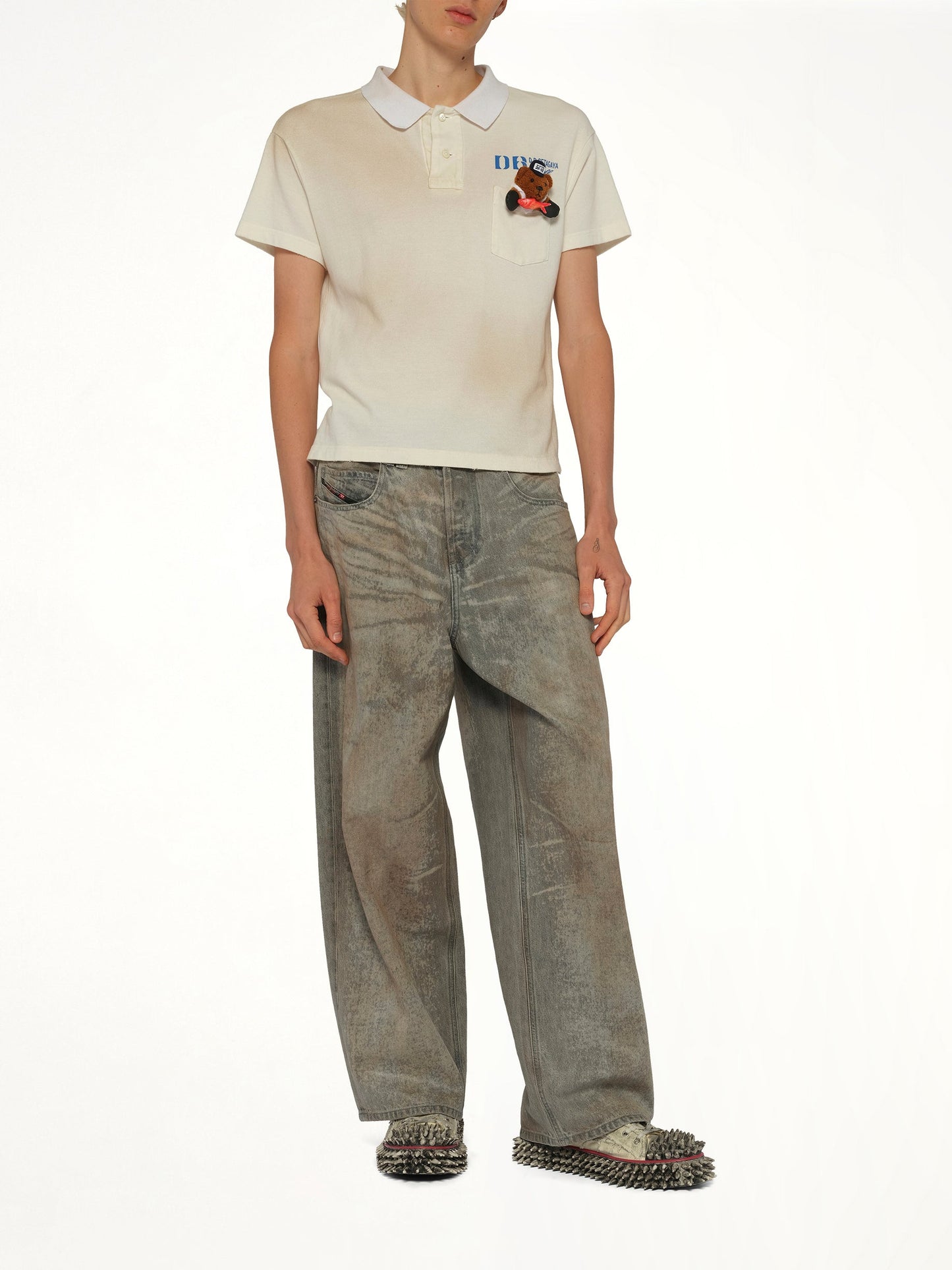 DOUBLET Polo Shirt With My Workwear Bear (White)