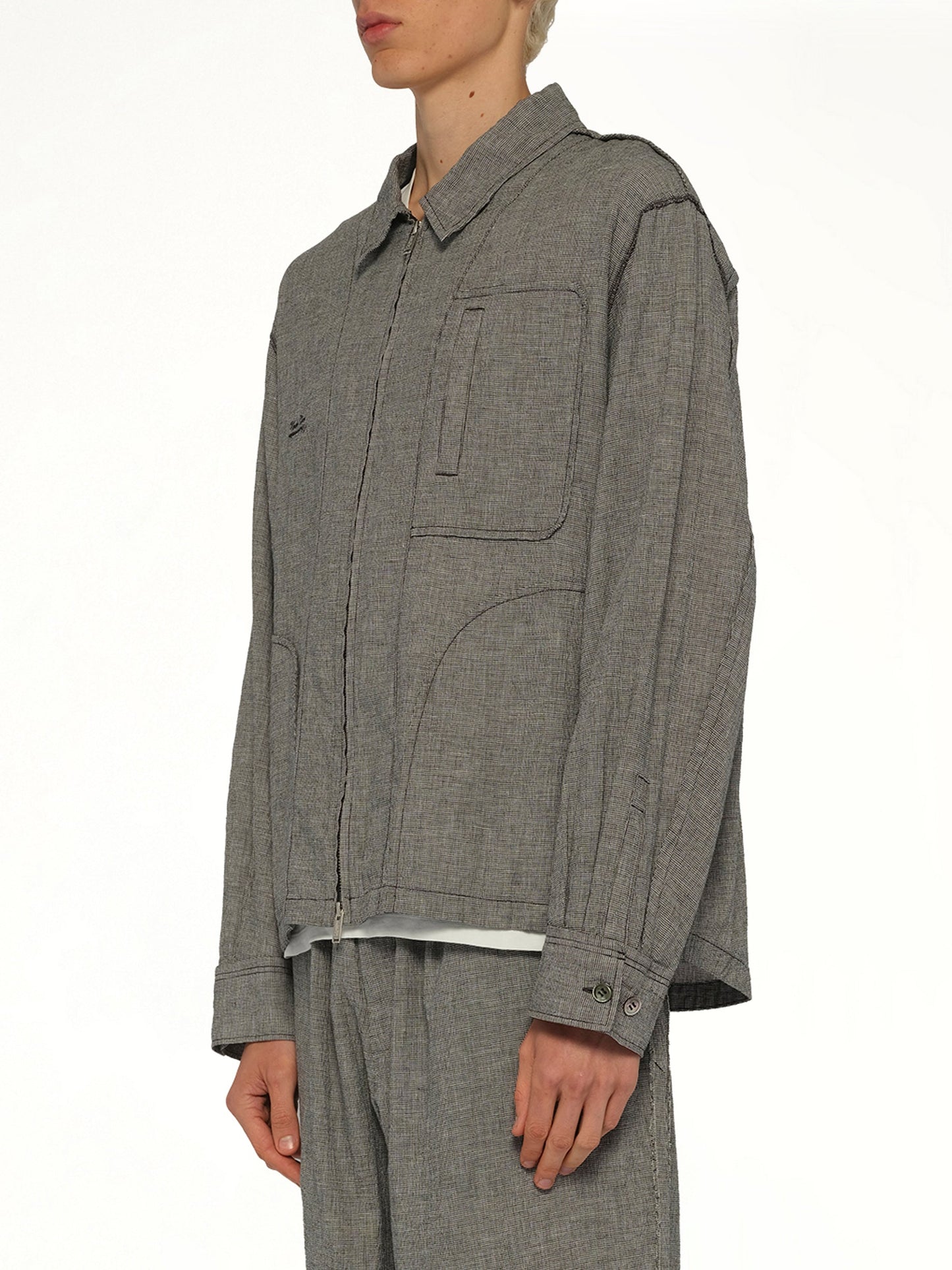 UNDERCOVER Linen Stripe Blouson (White)