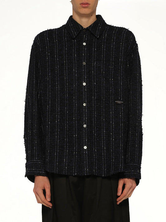 Image of Shirts. Product name - Tweed Shirt in Navy colour by brand - WOOYOUNGMI