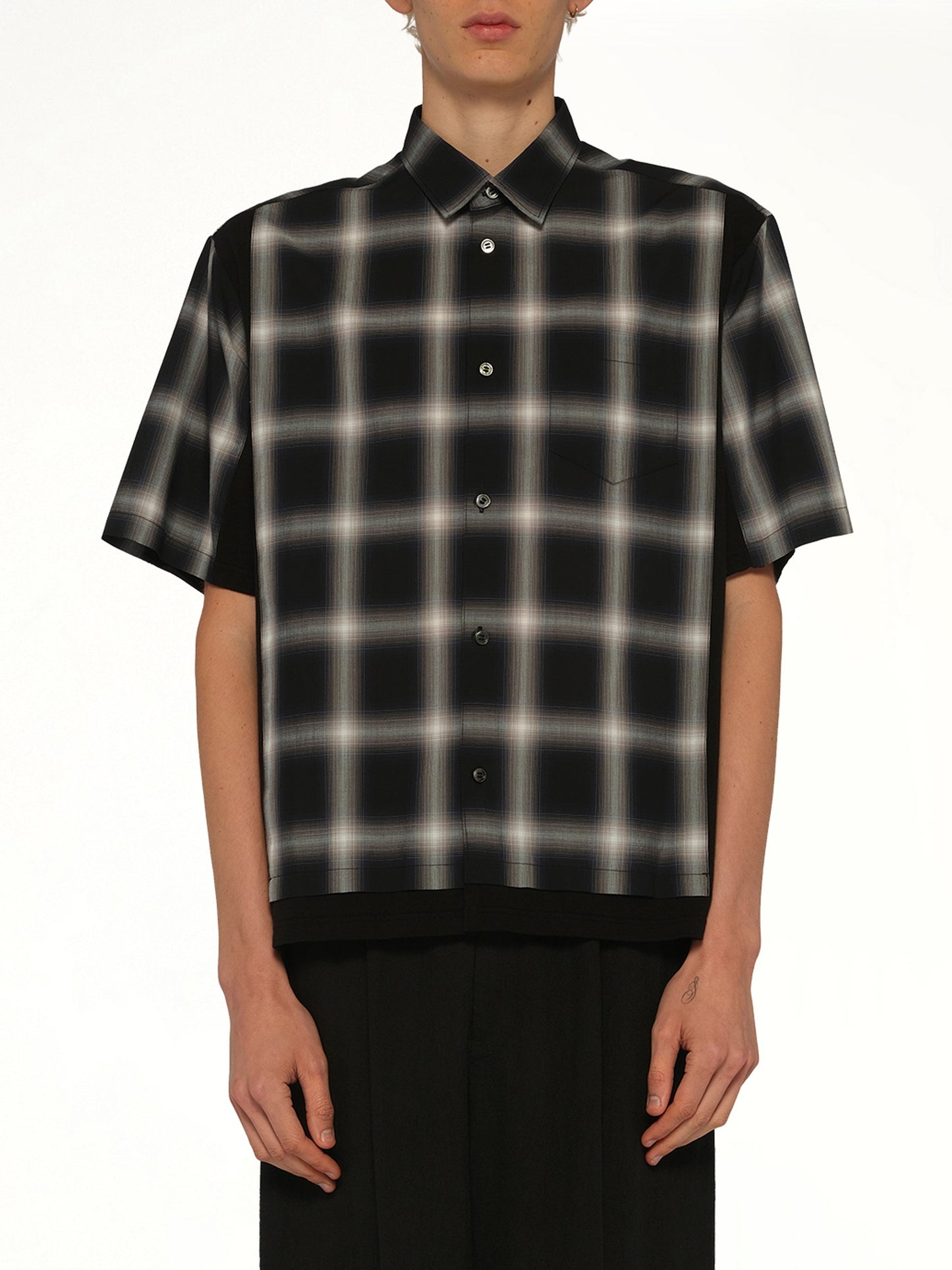 Image of Shirts. Product name - Combo Check SS Shirt in Black colour by brand - UNDERCOVER