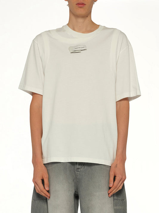 Image of T-Shirts. Product name - Deconstructed T-Shirt in White colour by brand - FENG CHEN WANG