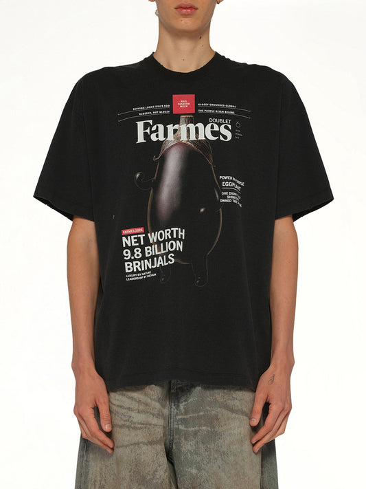 Image of T-Shirts. Product name - Farmes Magazine Cover T-Shirt in Black colour by brand - DOUBLET