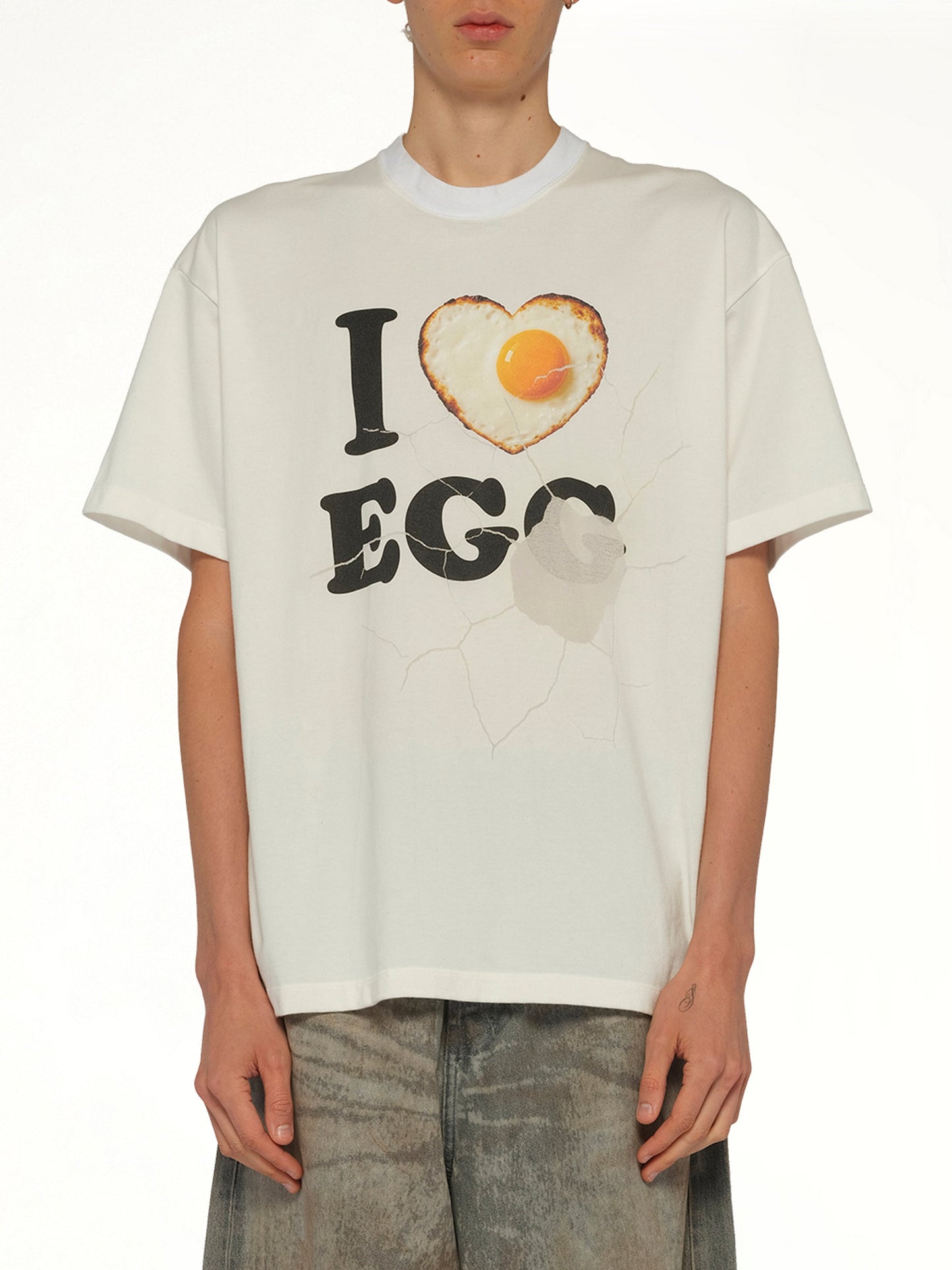 Image of T-Shirts. Product name - I Love Egg T-Shirt in White colour by brand - DOUBLET