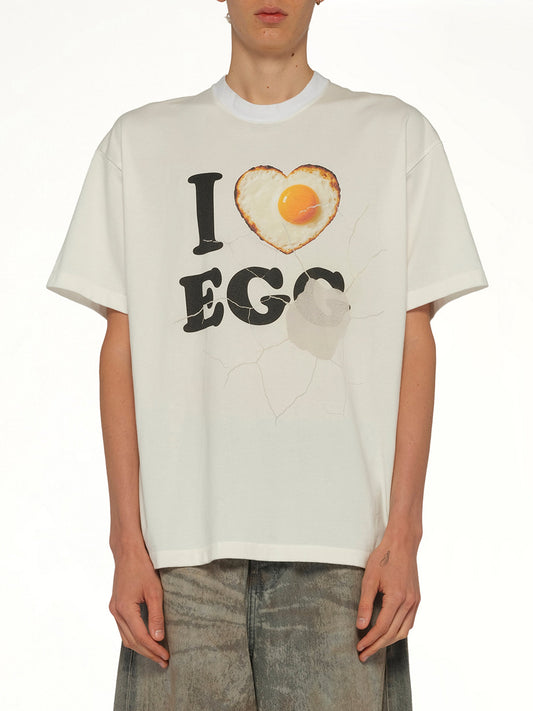 Image of T-Shirts. Product name - I Love Egg T-Shirt in White colour by brand - DOUBLET