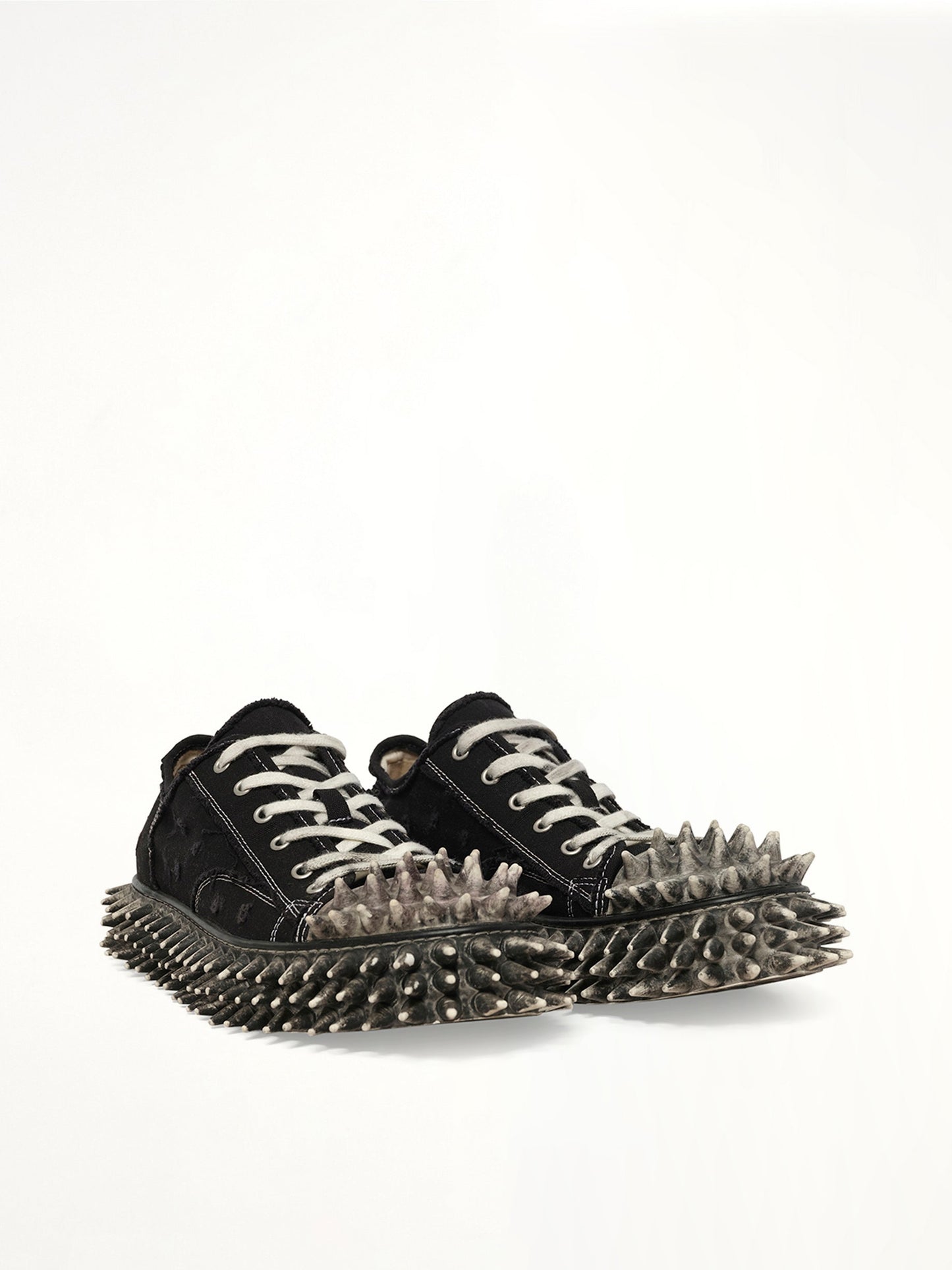 DOUBLET Dirty Spike Toe Cap Canvas Sneaker (Black)