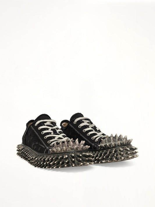 DOUBLET Dirty Spike Toe Cap Canvas Sneaker (Black)