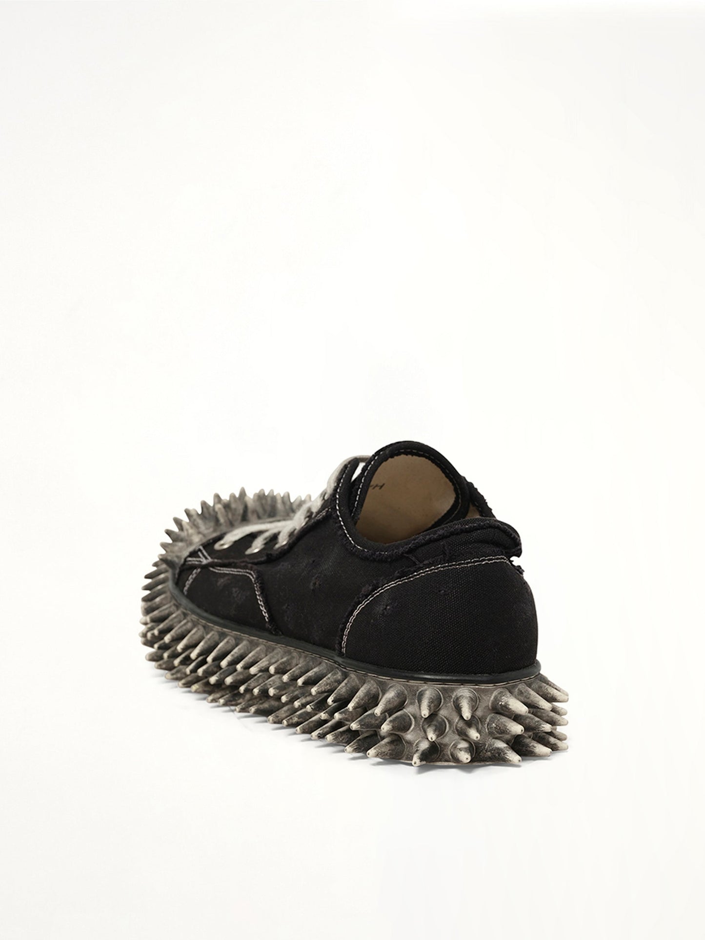 DOUBLET Dirty Spike Toe Cap Canvas Sneaker (Black)