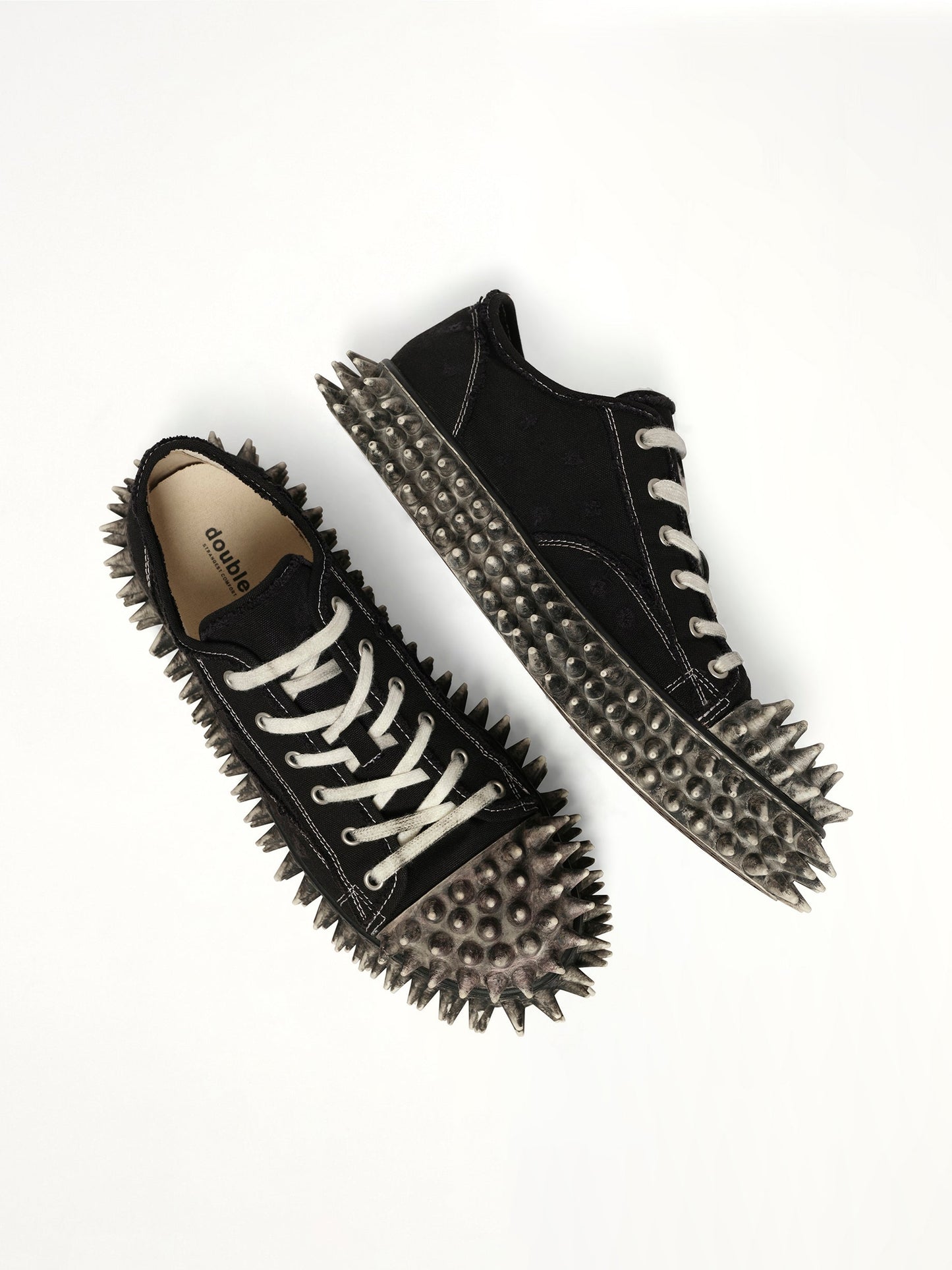 DOUBLET Dirty Spike Toe Cap Canvas Sneaker (Black)