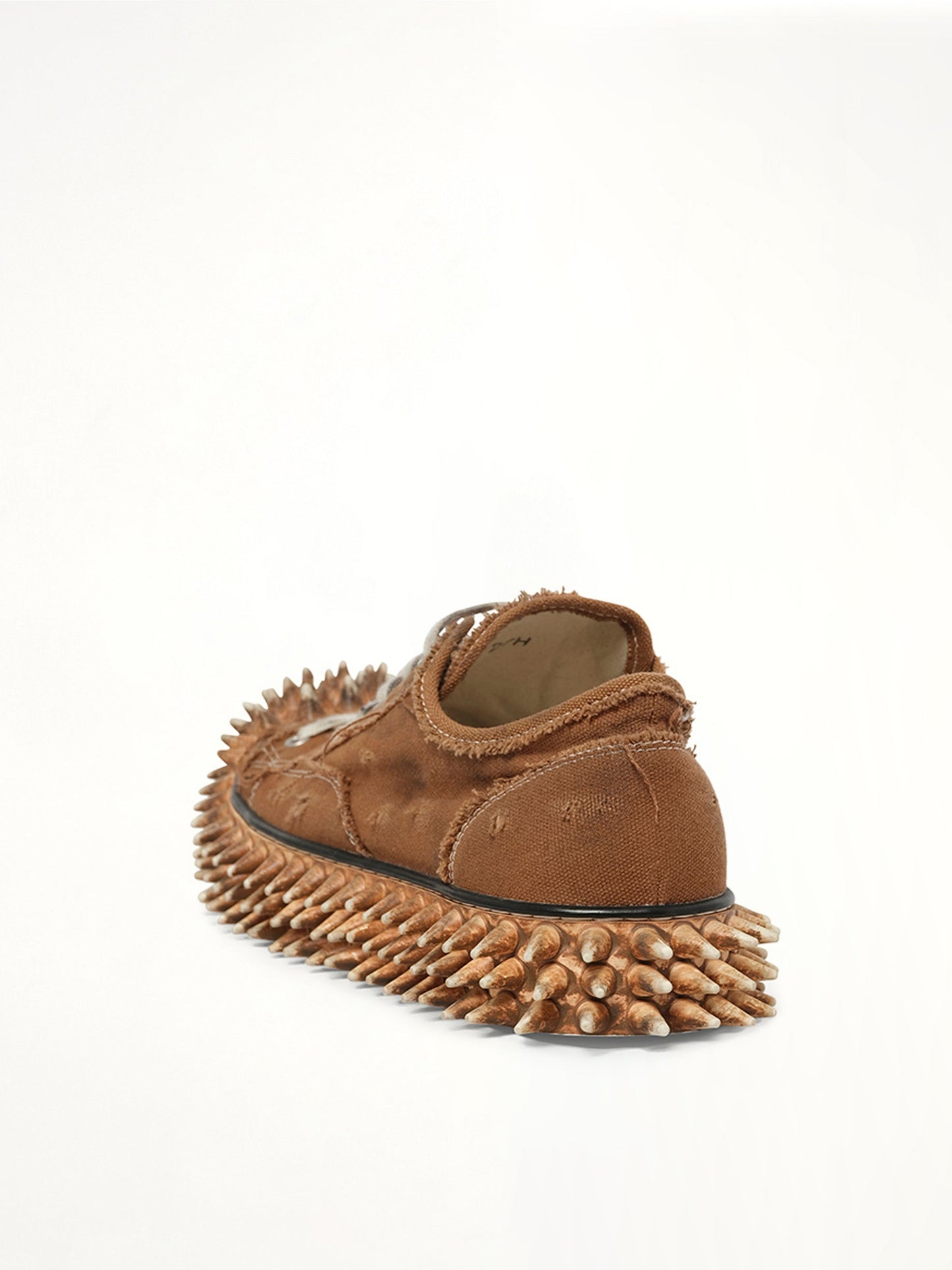 DOUBLET Dirty Spike Toe Cap Canvas Sneaker (Brown)