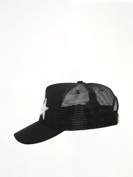 AMIRI 3 Star Metallic Trucker Hat (Black)