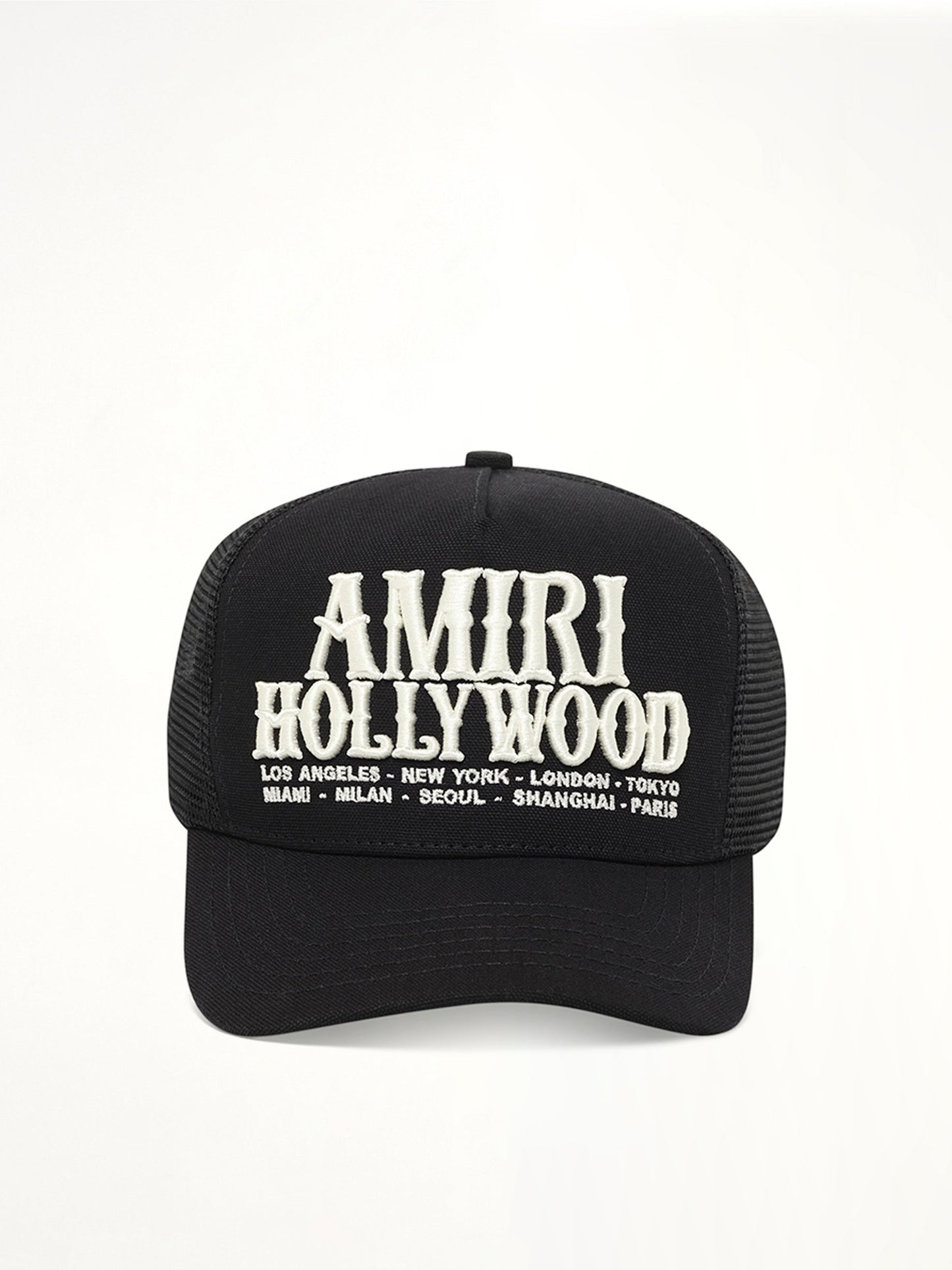 Image of Hats. Product name - Amiri Hollywood Trucker Hat in Black colour by brand - AMIRI
