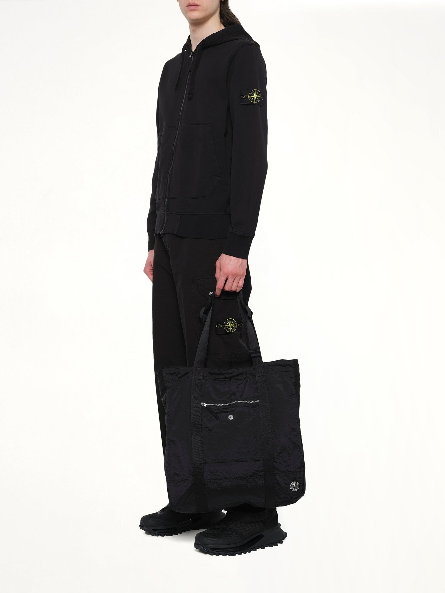 STONE ISLAND 920001 Coated Nylon Tote Bag (Black)
