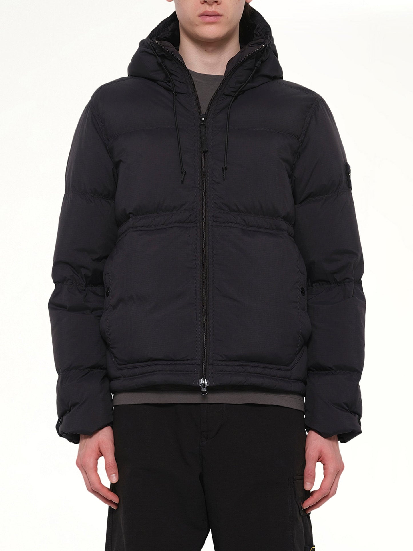 Image of Coats & Jackets. Product name - 4100019 Ripstop Short Parka in Black colour by brand - STONE ISLAND