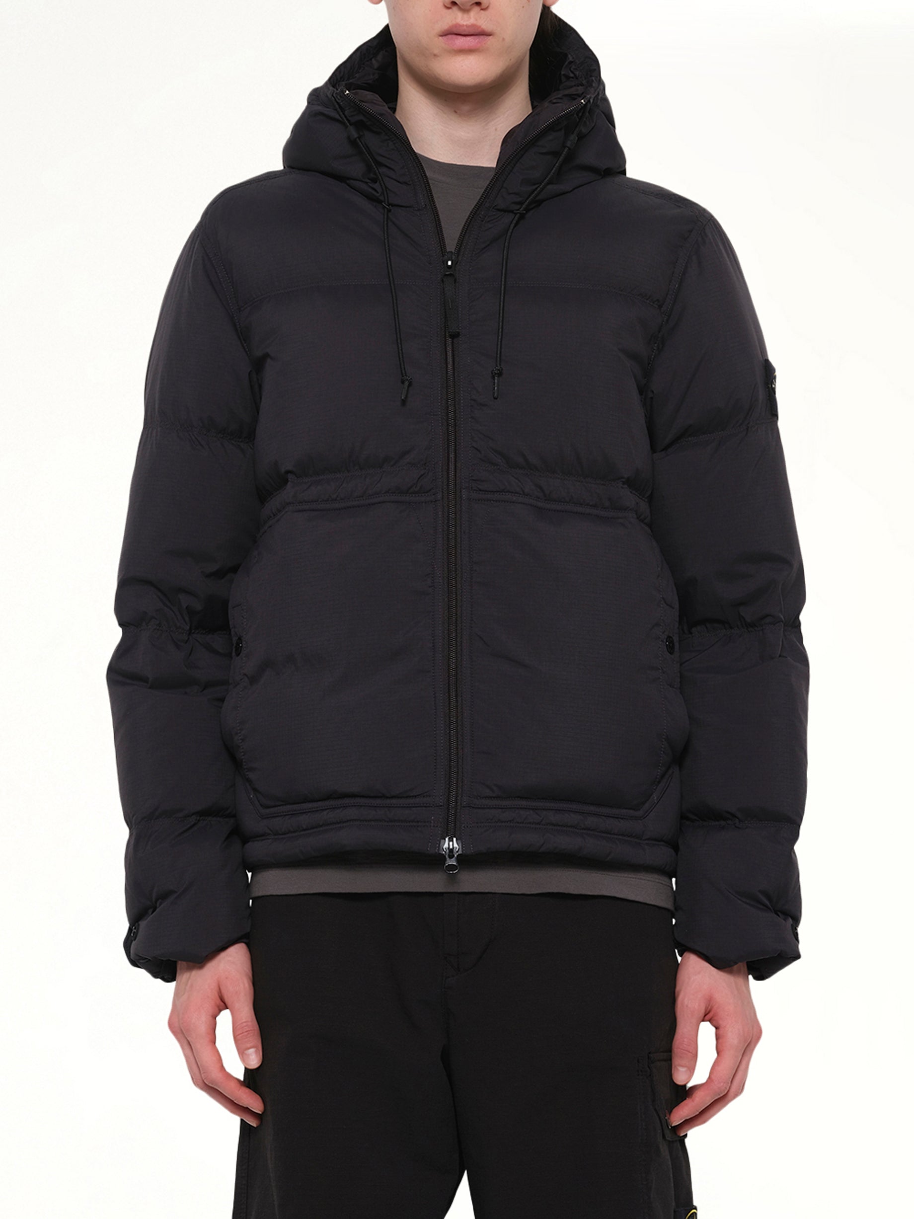 Image of Coats & Jackets. Product name - 4100019 Ripstop Short Parka in Black colour by brand - STONE ISLAND