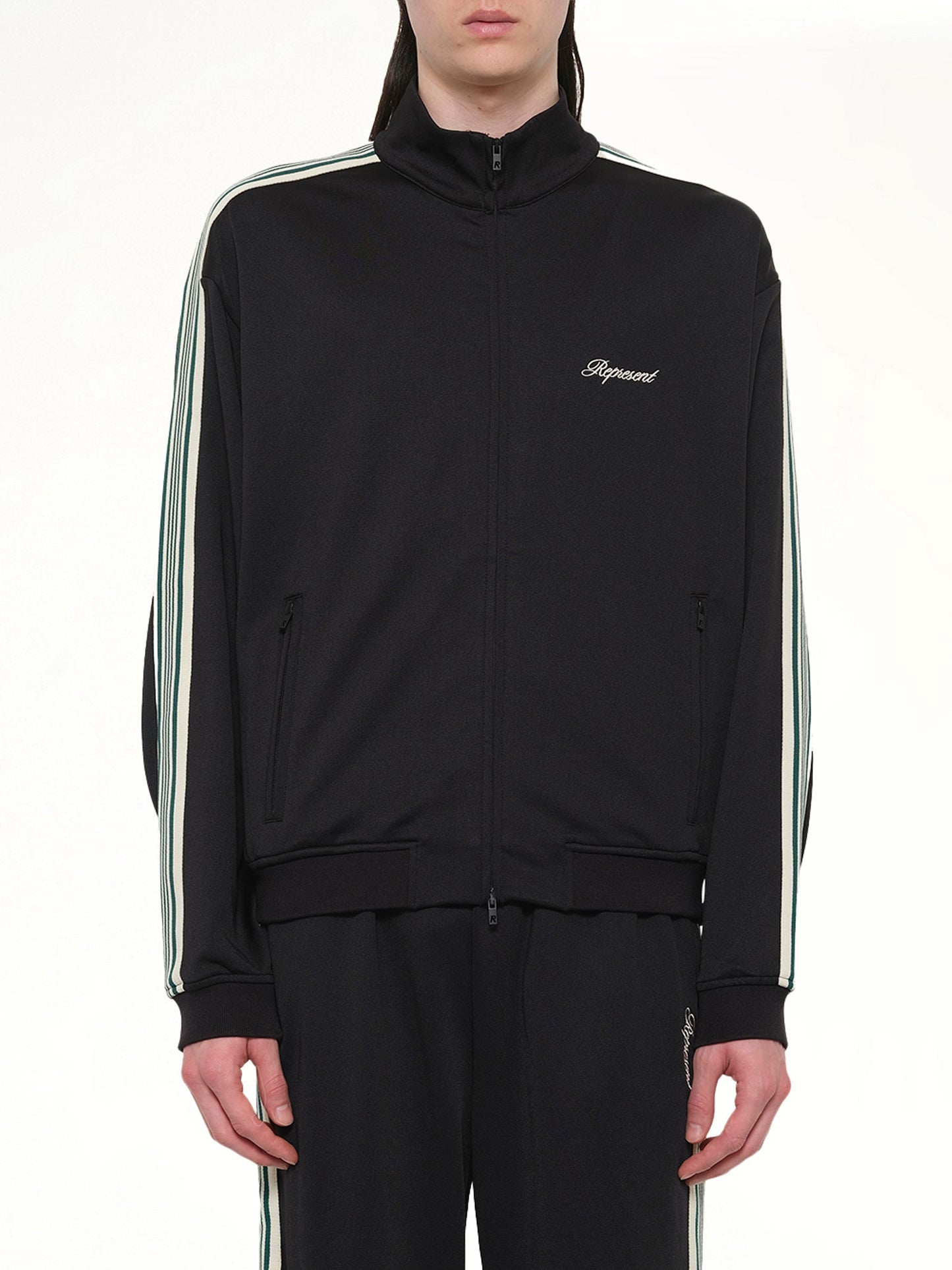 Image of Coats & Jackets. Product name - Taped Track Jacket in Black colour by brand - REPRESENT