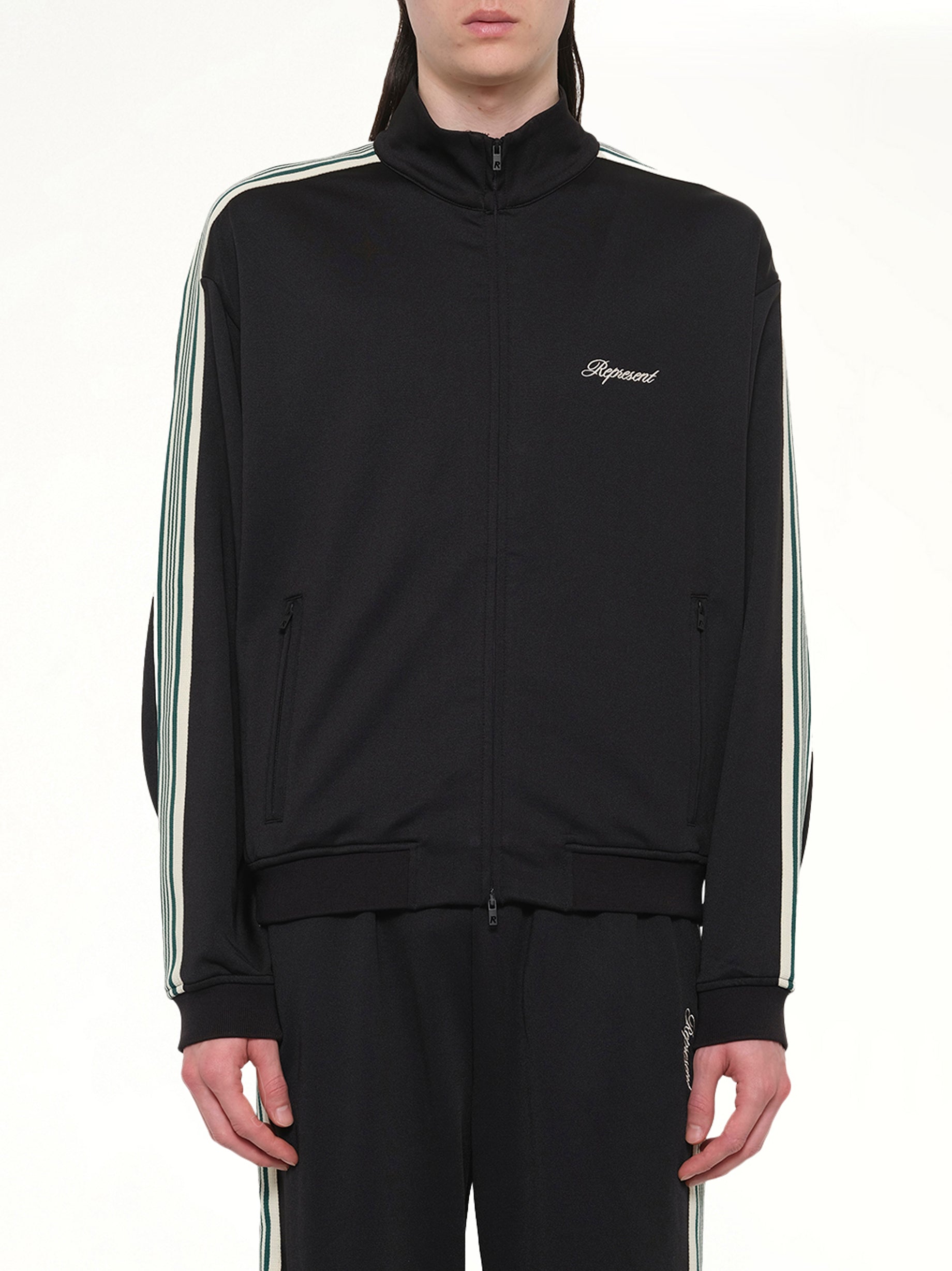 Image of Coats & Jackets. Product name - Taped Track Jacket in Black colour by brand - REPRESENT
