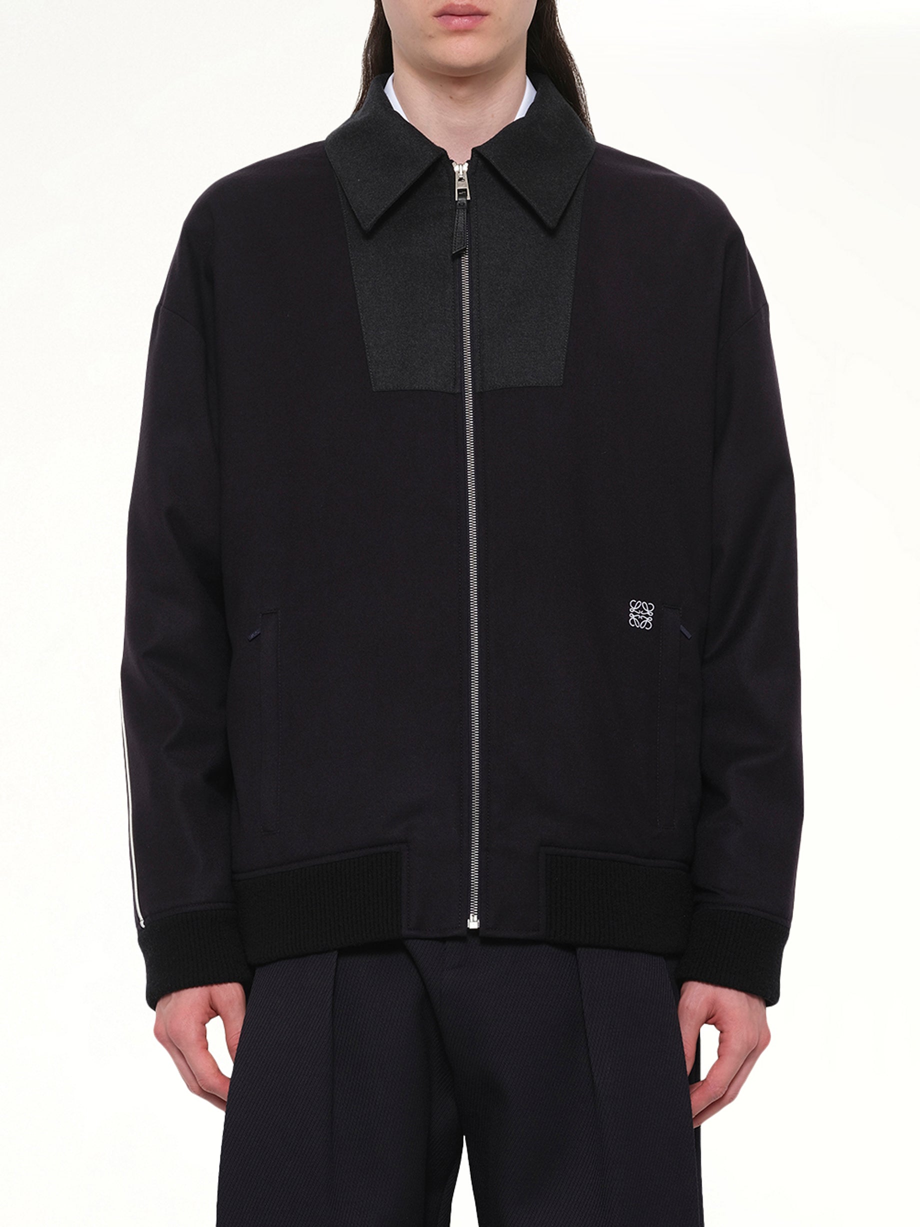 Image of Coats & Jackets. Product name - Wool Traksuit Jacket in Navy colour by brand - LOEWE