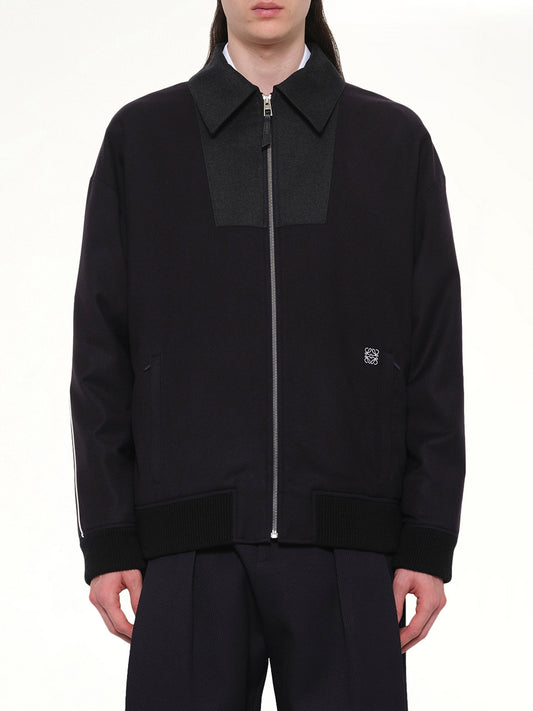 Image of Coats & Jackets. Product name - Wool Traksuit Jacket in Navy colour by brand - LOEWE