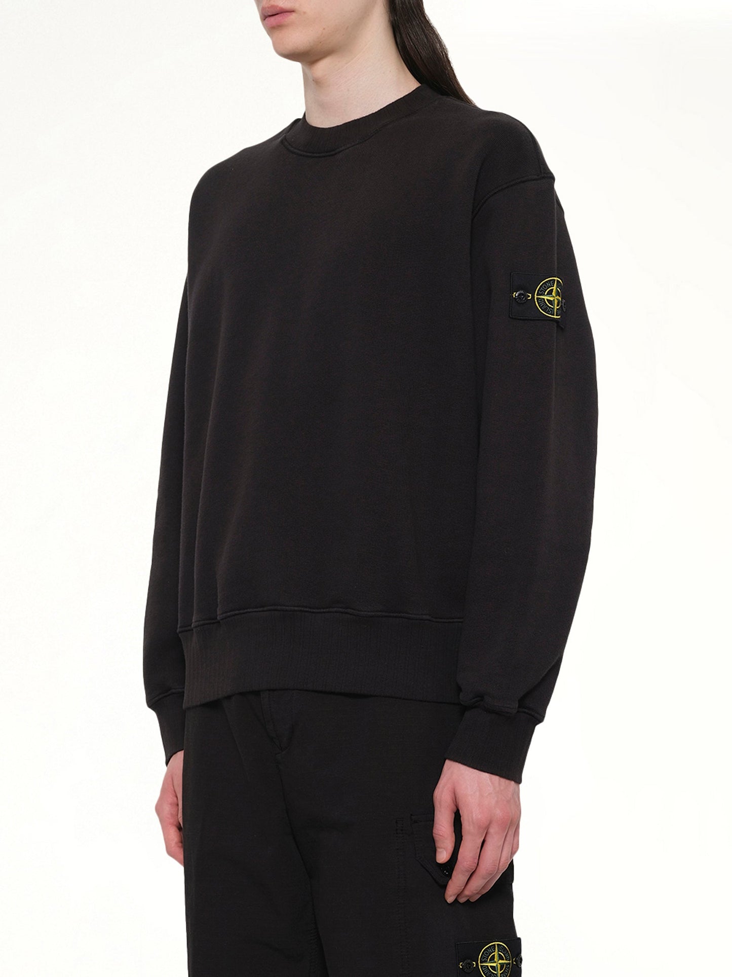 STONE ISLAND 610002 Heavy Cotton Fleece Sweatshirt (Black)
