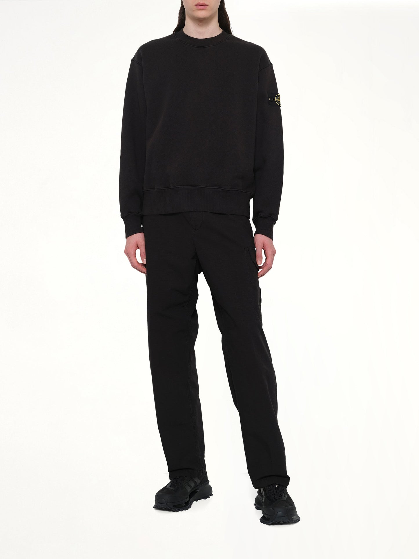 STONE ISLAND 610002 Heavy Cotton Fleece Sweatshirt (Black)