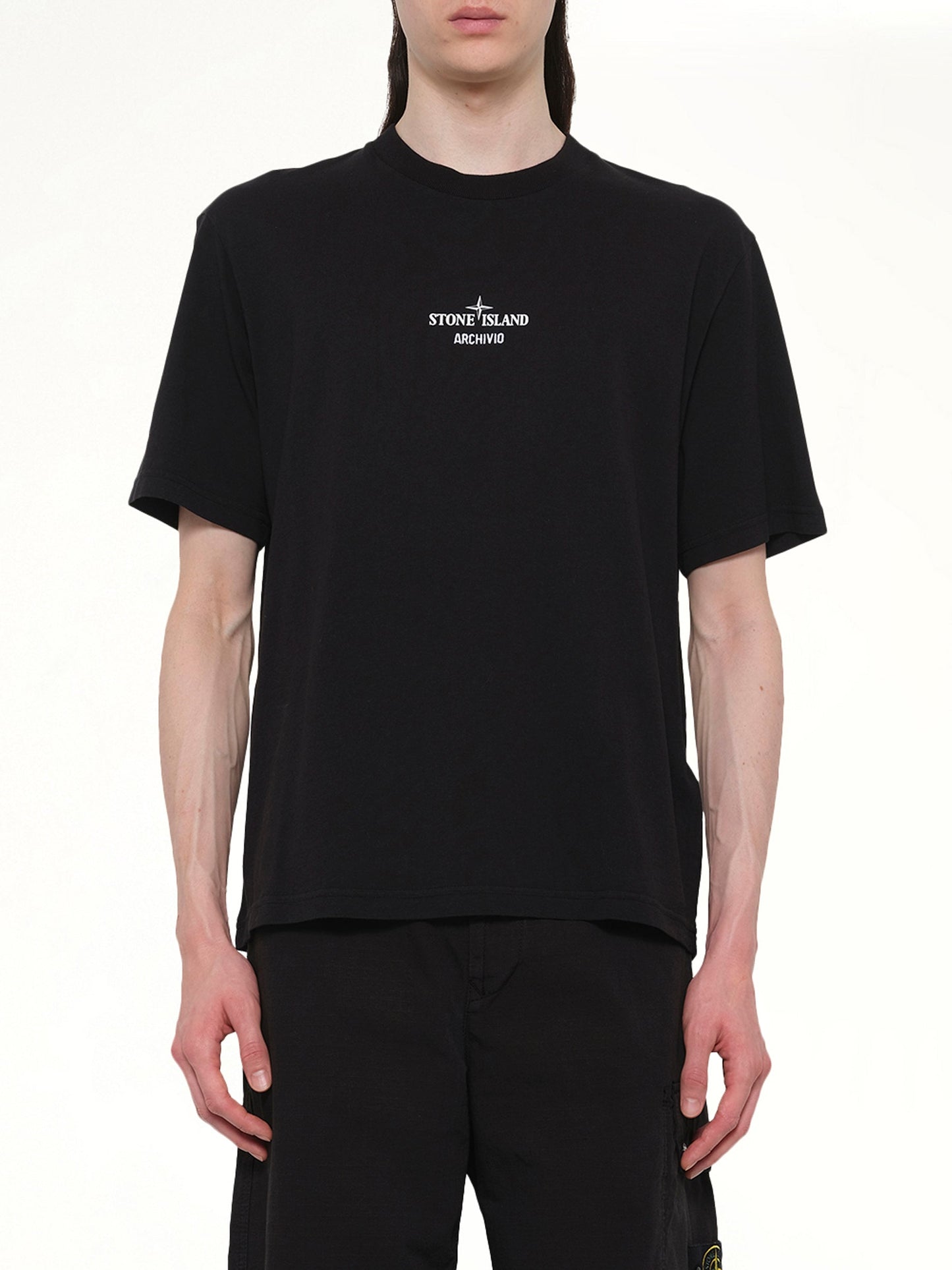 Image of T-Shirts. Product name - 210003 Archivo S/S T-Shirt in Black colour by brand - STONE ISLAND