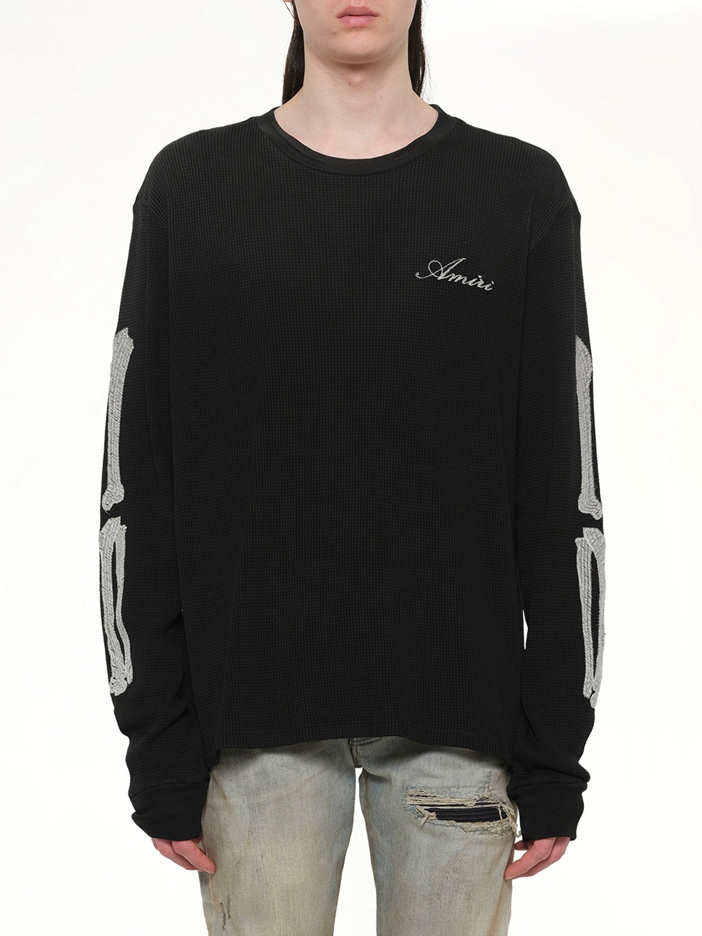 Image of T-Shirts. Product name - Bones LS T-Shirt in Black colour by brand - AMIRI
