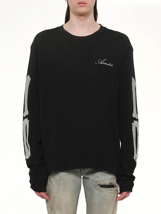 Image of T-Shirts. Product name - Bones LS T-Shirt in Black colour by brand - AMIRI