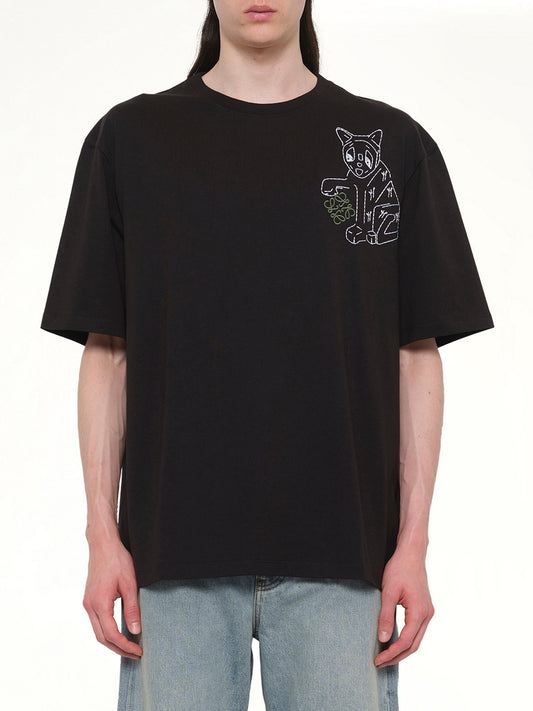 Image of T-Shirts. Product name - Louis Wain Loose Fit T-Shirt in Black colour by brand - LOEWE