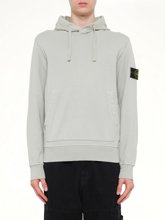 Image of a model wearing Outerwear. Product name - 6100062 Hoodie Sweater in Grey colour by brand - STONE ISLAND