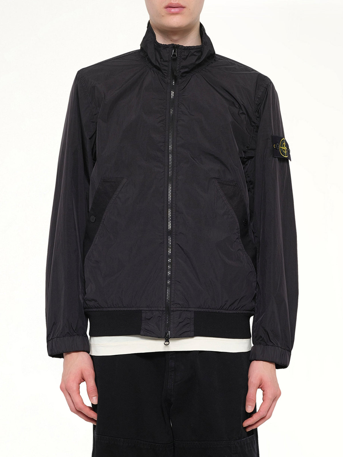 Image of Coats & Jackets. Product name - 4100002 Crinkle Reps Jacket in Black colour by brand - STONE ISLAND