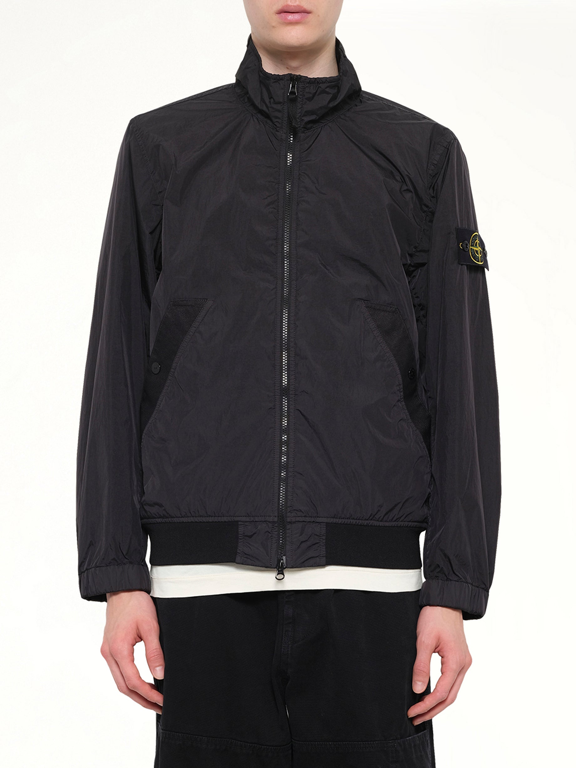 Image of Coats & Jackets. Product name - 4100002 Crinkle Reps Jacket in Black colour by brand - STONE ISLAND
