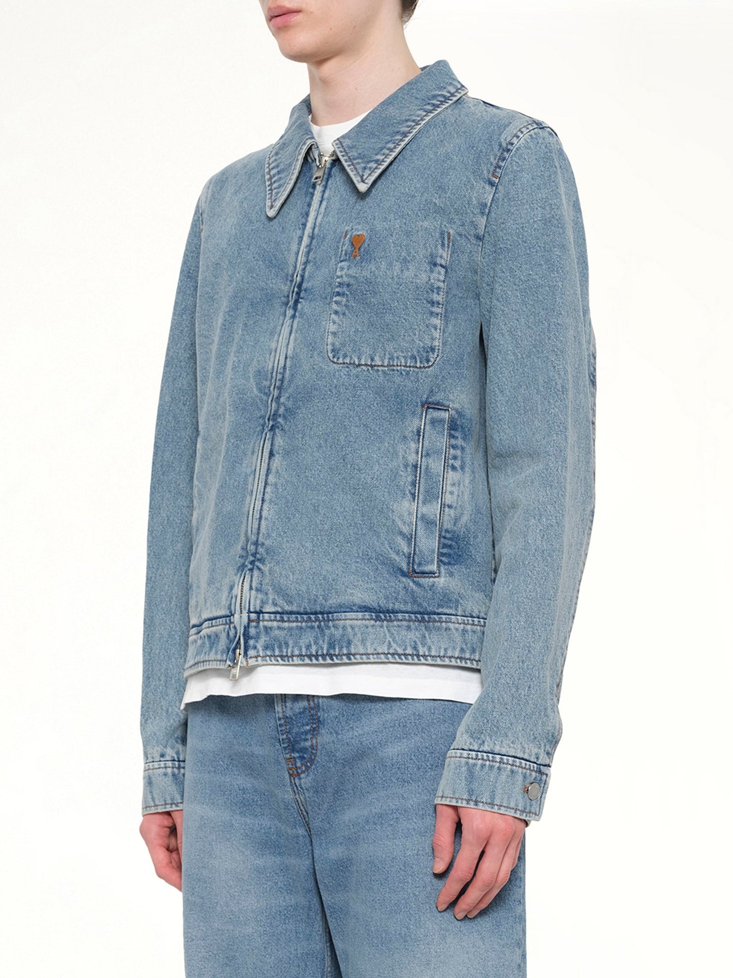 AMI PARIS Contrasted ADC Denim Jacket (Blue)