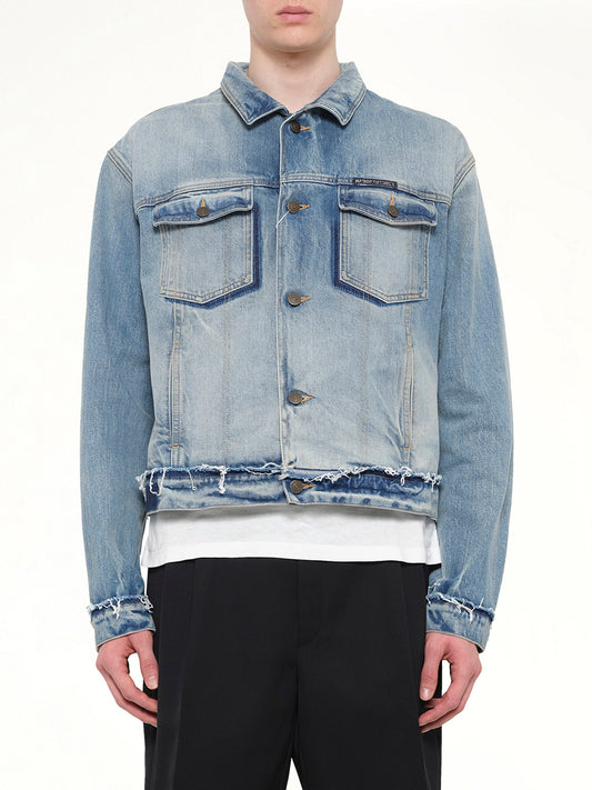 Image of Coats & Jackets. Product name - Washed Denim Jacket in Blue colour by brand - MAISON MARGIELA
