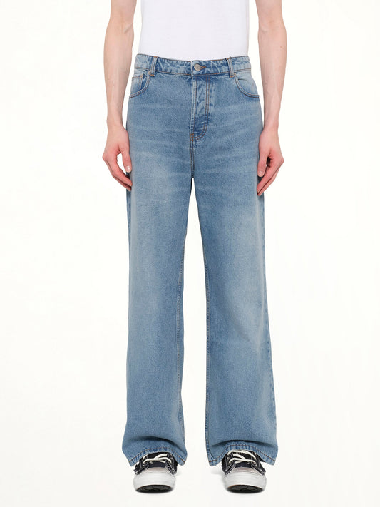 Image of Jeans. Product name - Large Fit Jeans in Blue colour by brand - AMI PARIS